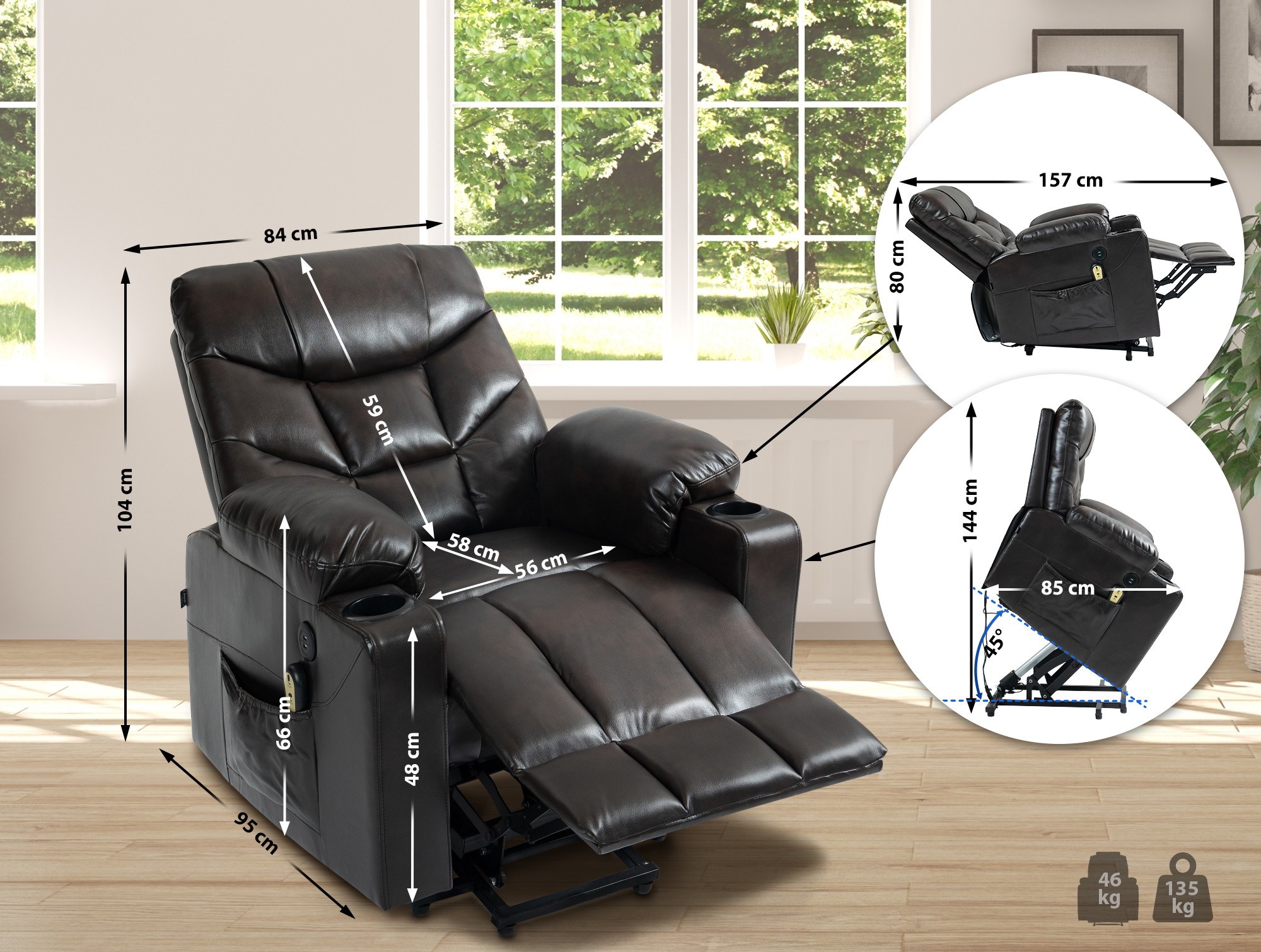 Sessel Andover Kunstleder, braun