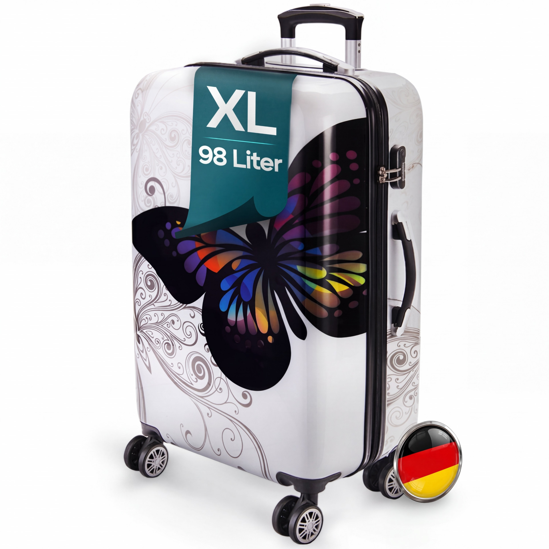 Hartschalenkoffer Rollen 360º Reisekoffer Butterfly Polycarbonat 98L