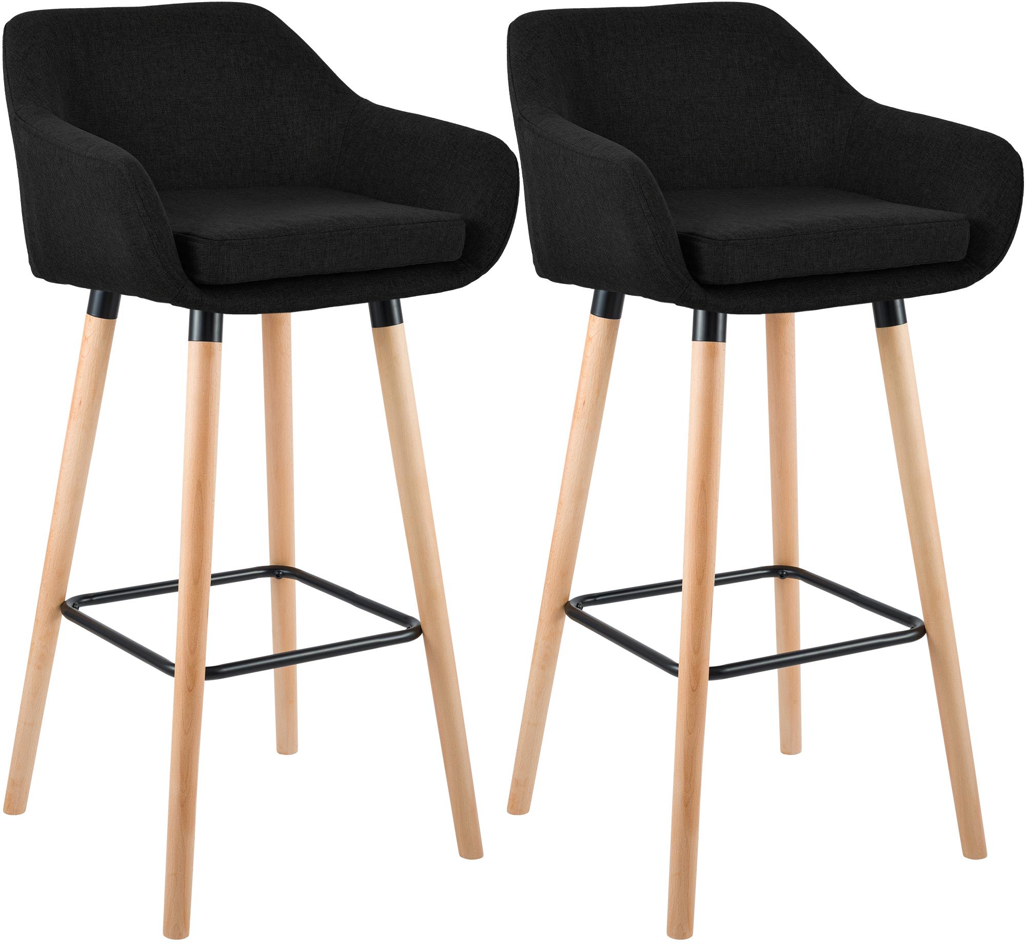 2er Set Barhocker Grant Stoff, schwarz