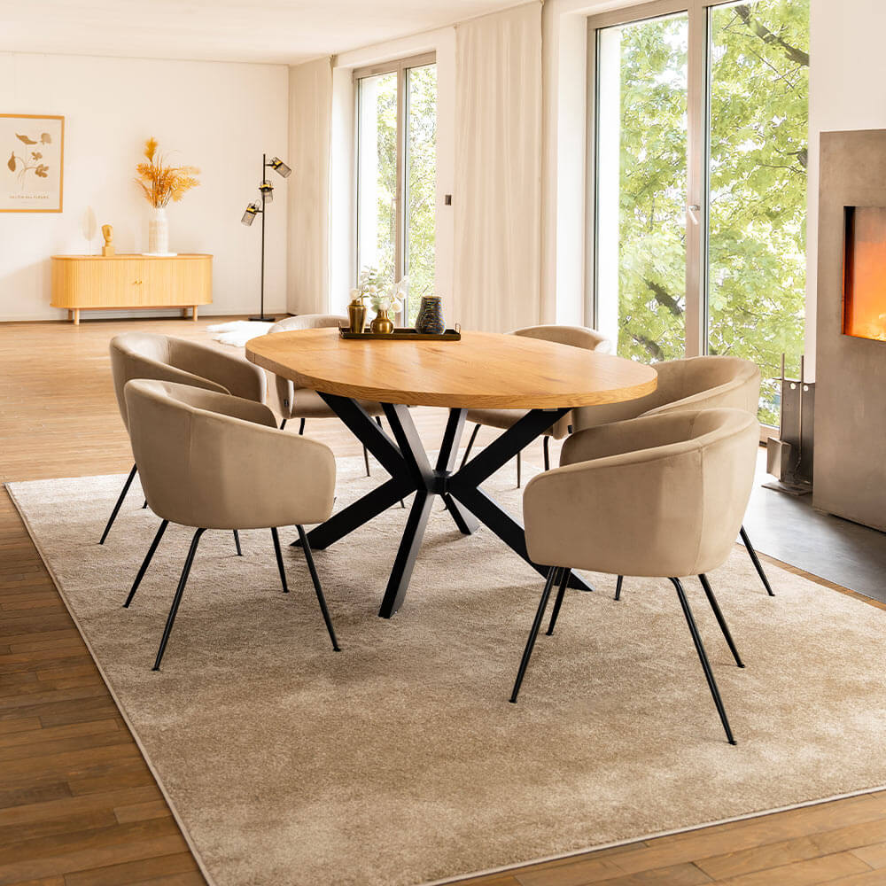 Esstisch Rund Ausziehbar AVENTURA inkl. Sternfuß - 120-160 x 120 cm Light Oak