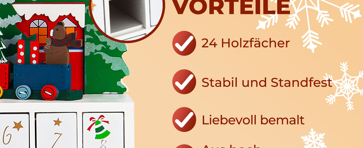 Adventskalender Winterlandschaft Holz