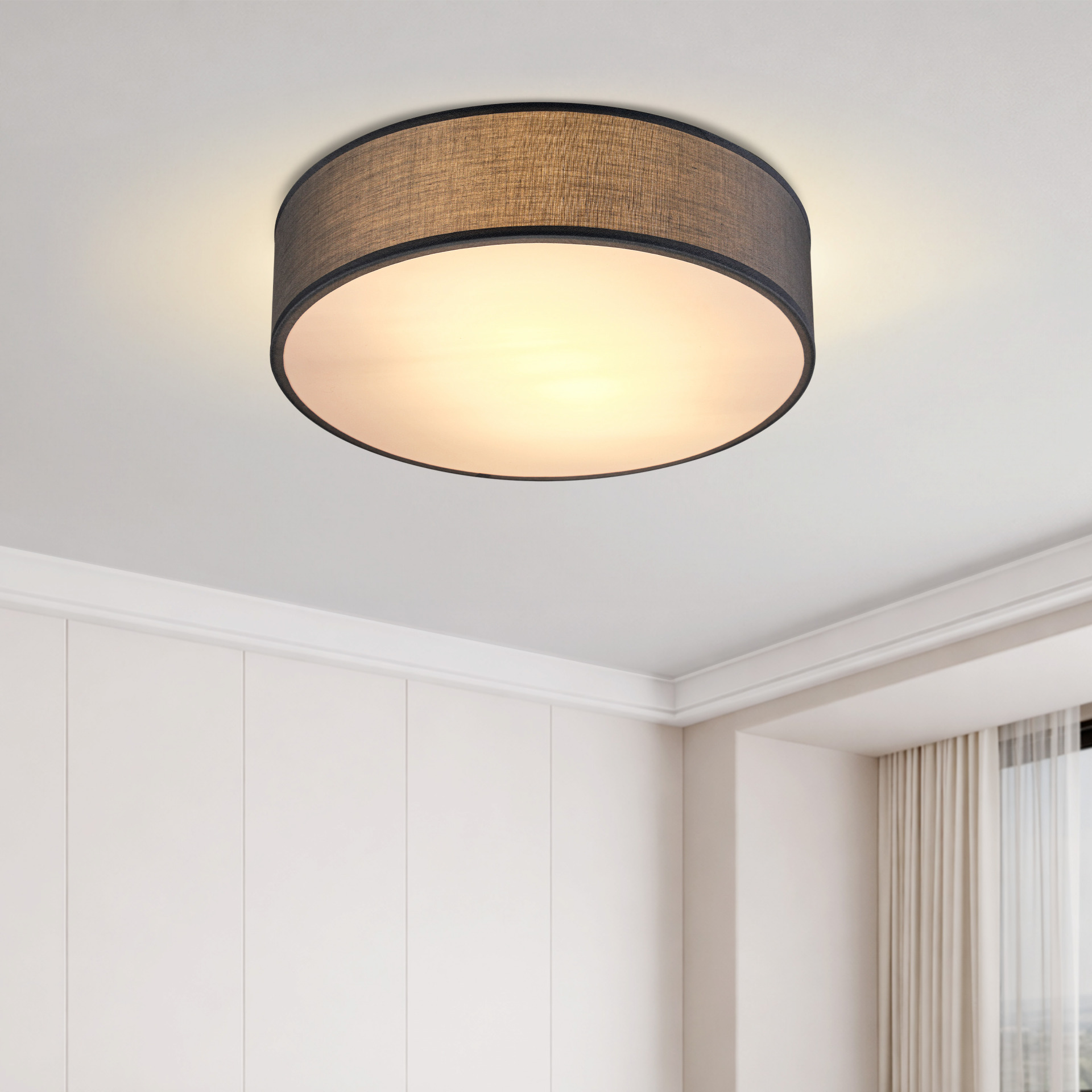 Deckenlampe Grau Stoff Ø30cm