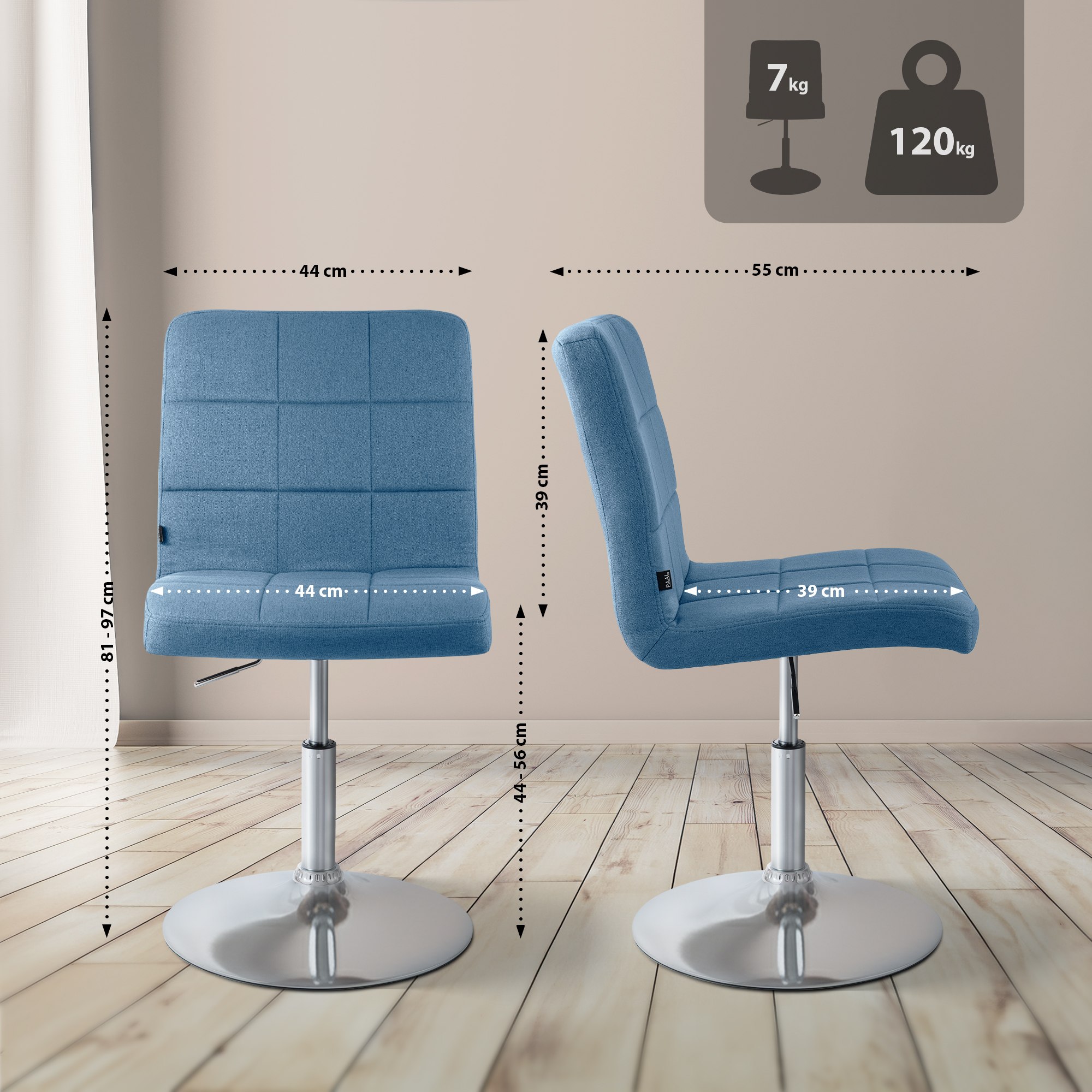 Stuhl Ricky Stoff, blau