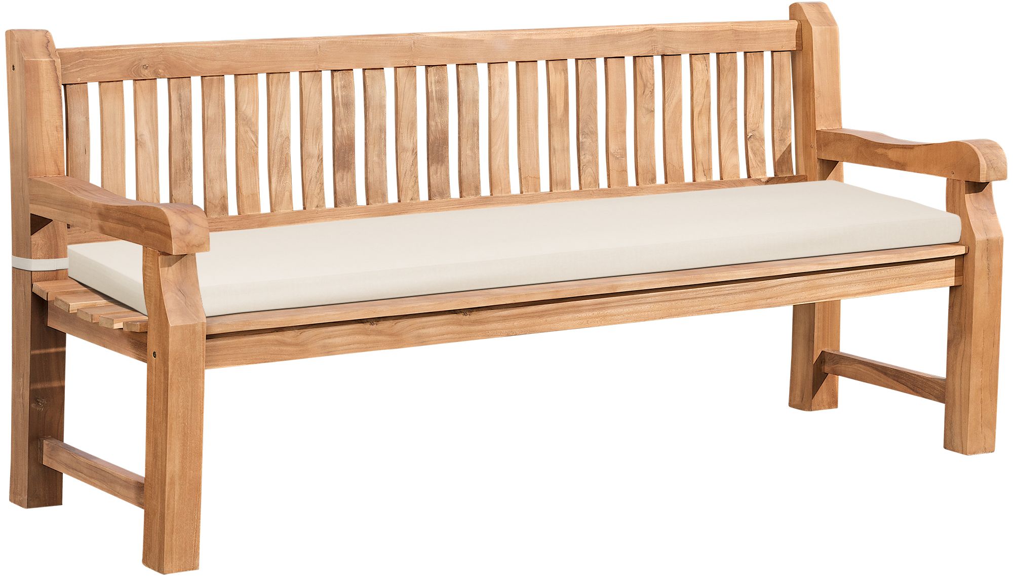 Teakbank Jackson mit Sitzkissen 200 cm + teak, creme