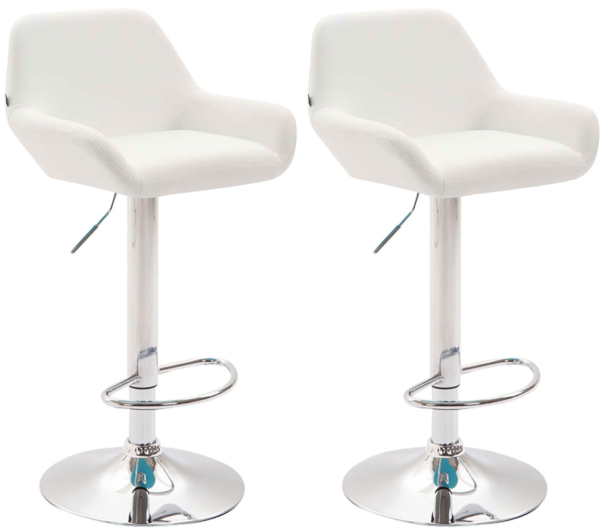 2er Set Barhocker Braga Kunstleder chrom, weiß