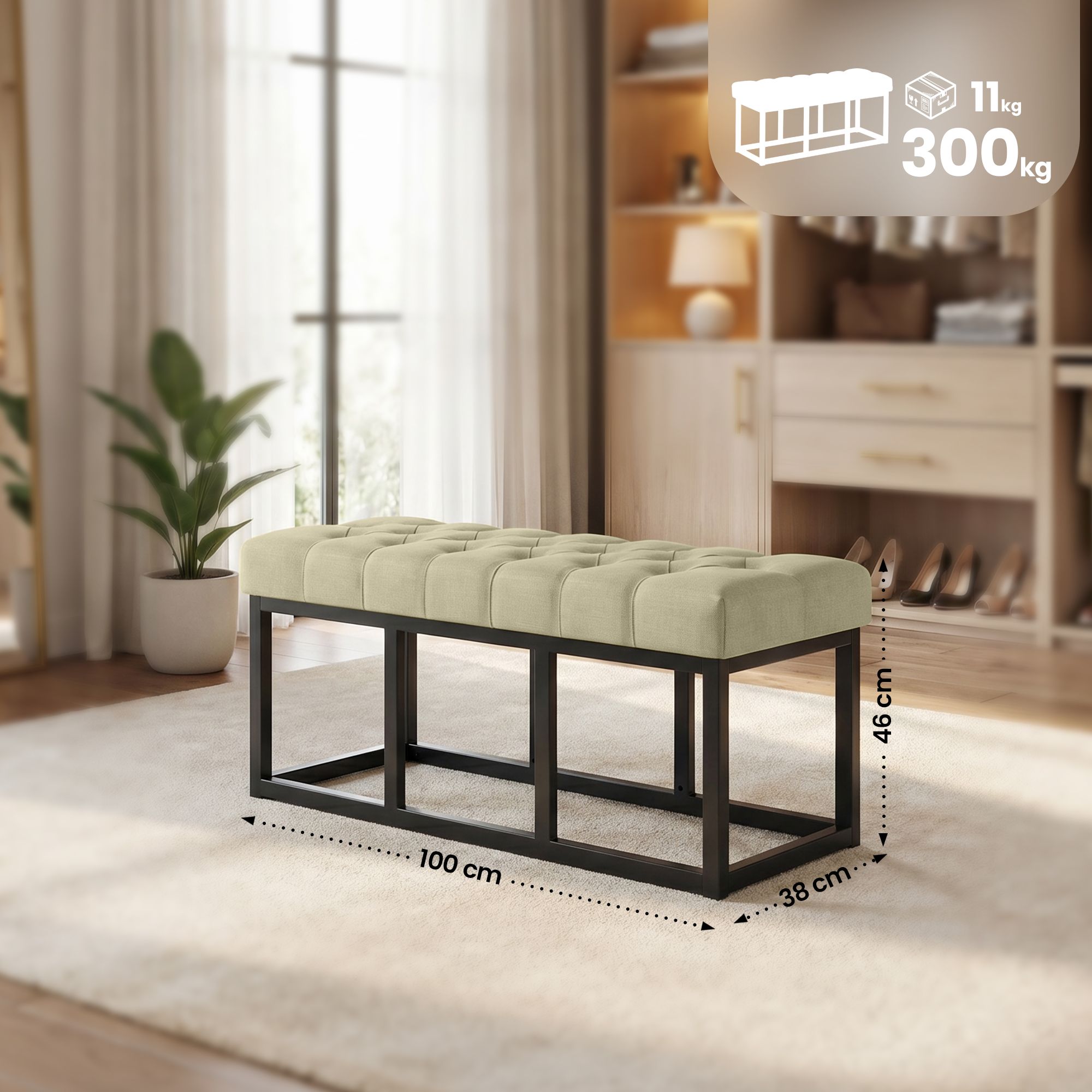 Sitzbank Amun Stoff B100, taupe