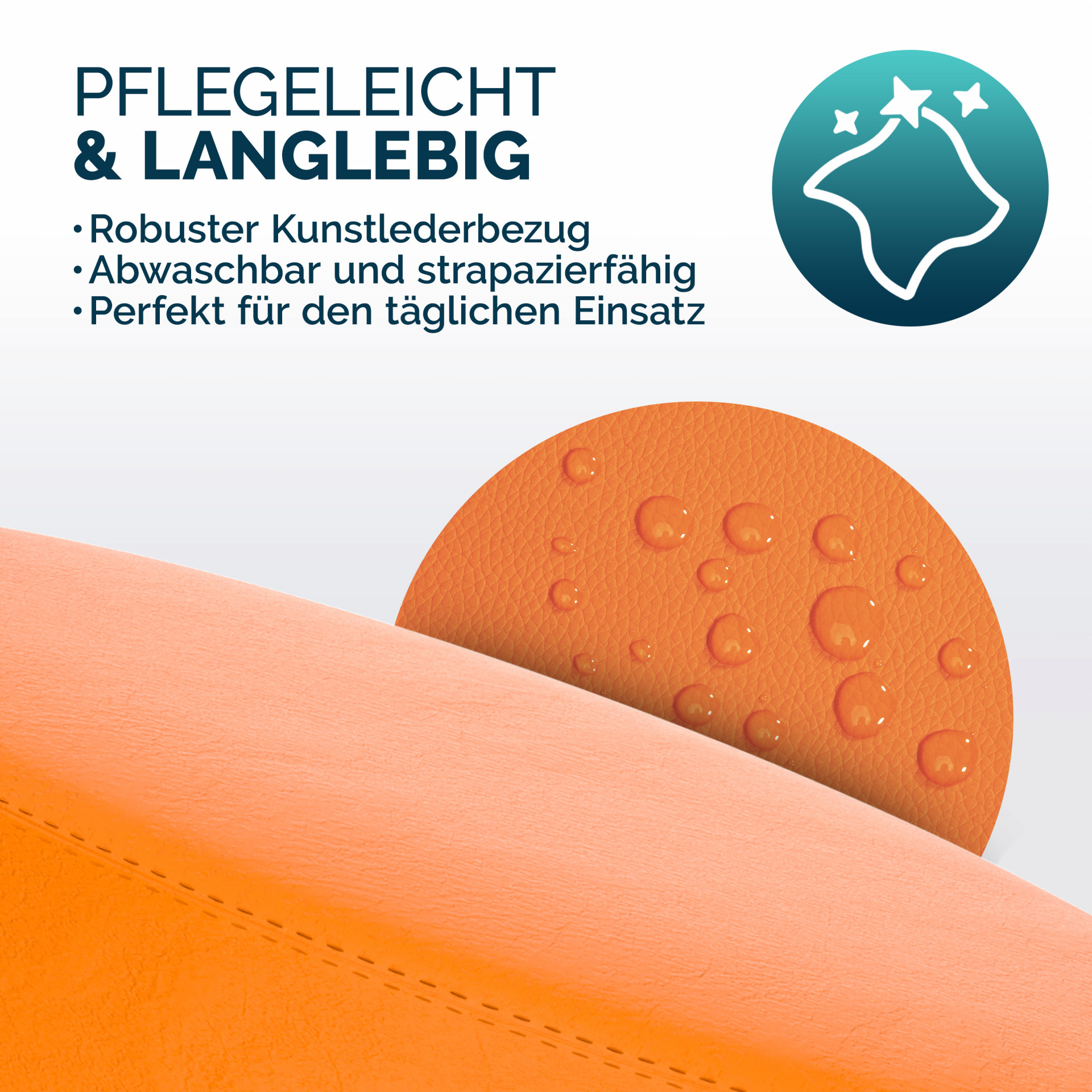 Rollhocker Kunstleder Orange 360° drehbar