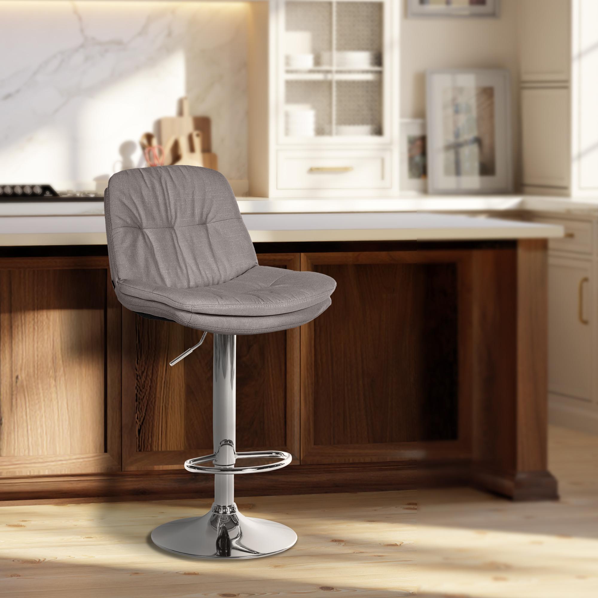 Barhocker Laurel Stoff chrom, grau