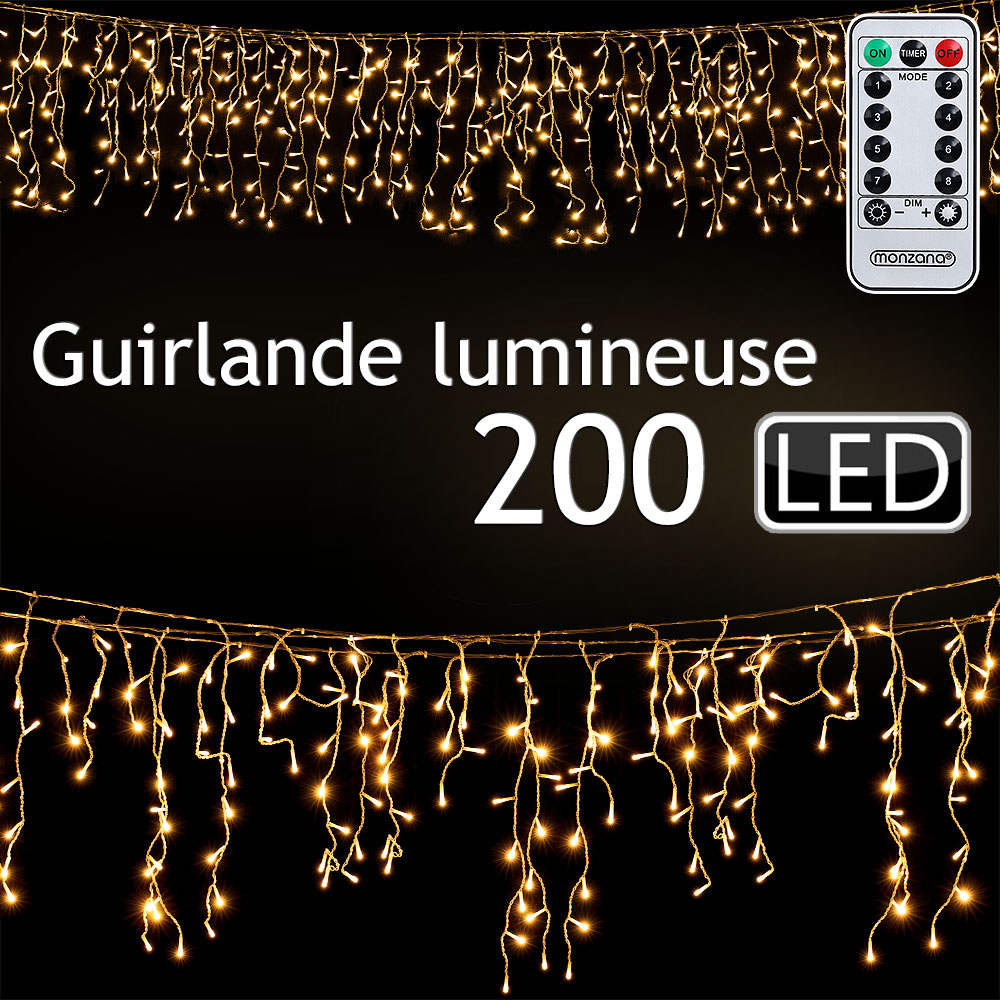 Regenlichterkette LED Warmweiß 10m Fernbedienung