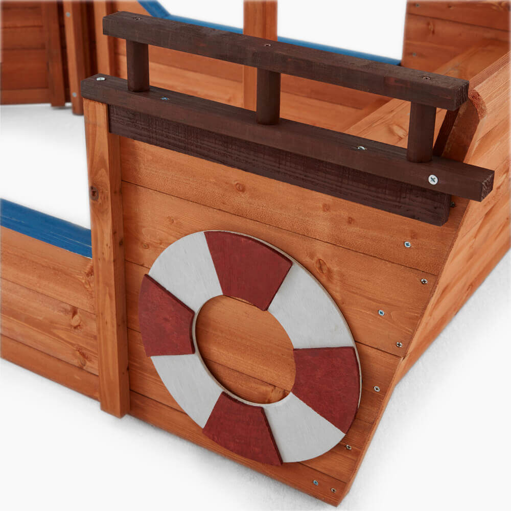 Sandkasten Schiffsoptik mit Bank MATSCHEKISTE - 160 x 78 cm