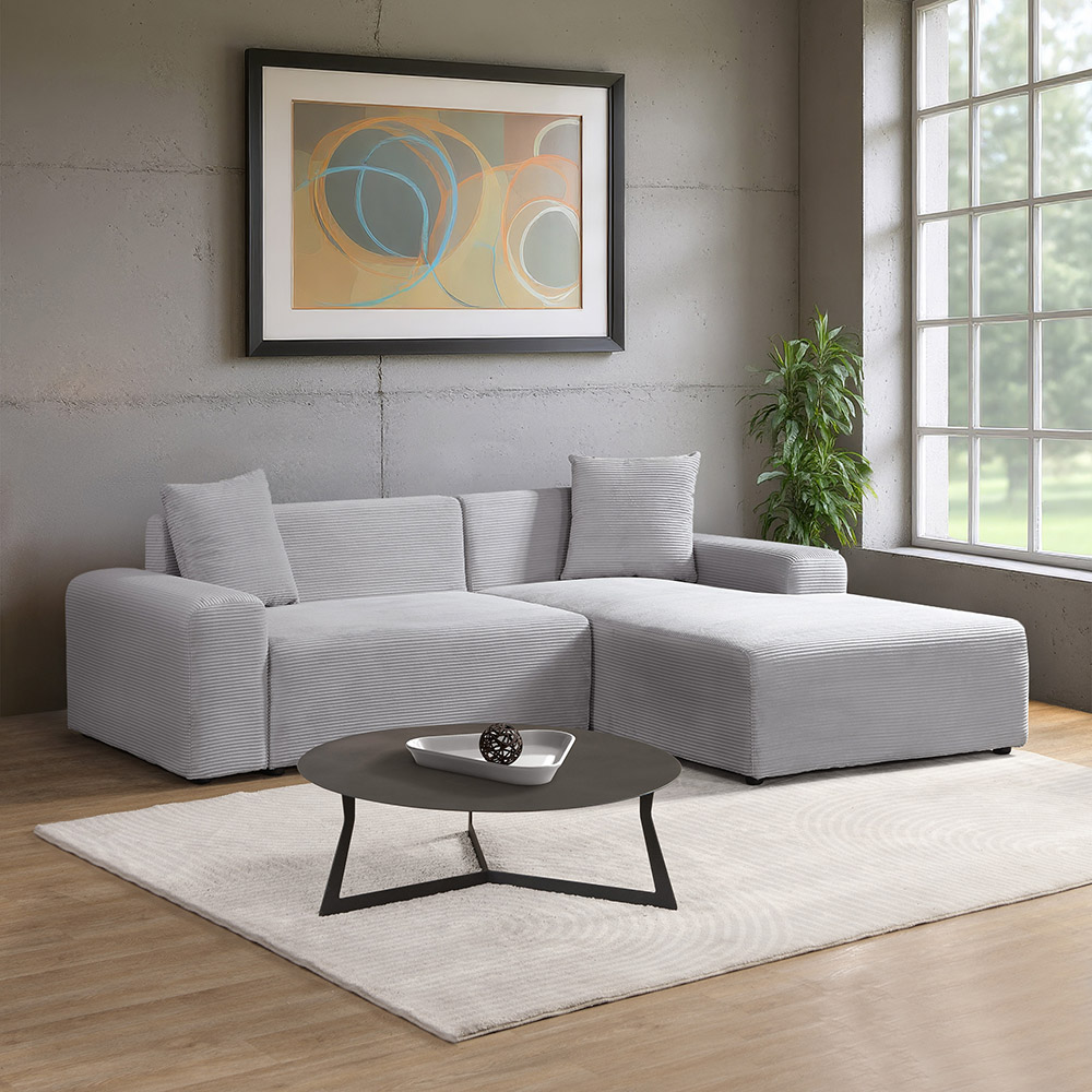 Ecksofa AMELIO Cord Grau Rechts - 240 x 178 cm