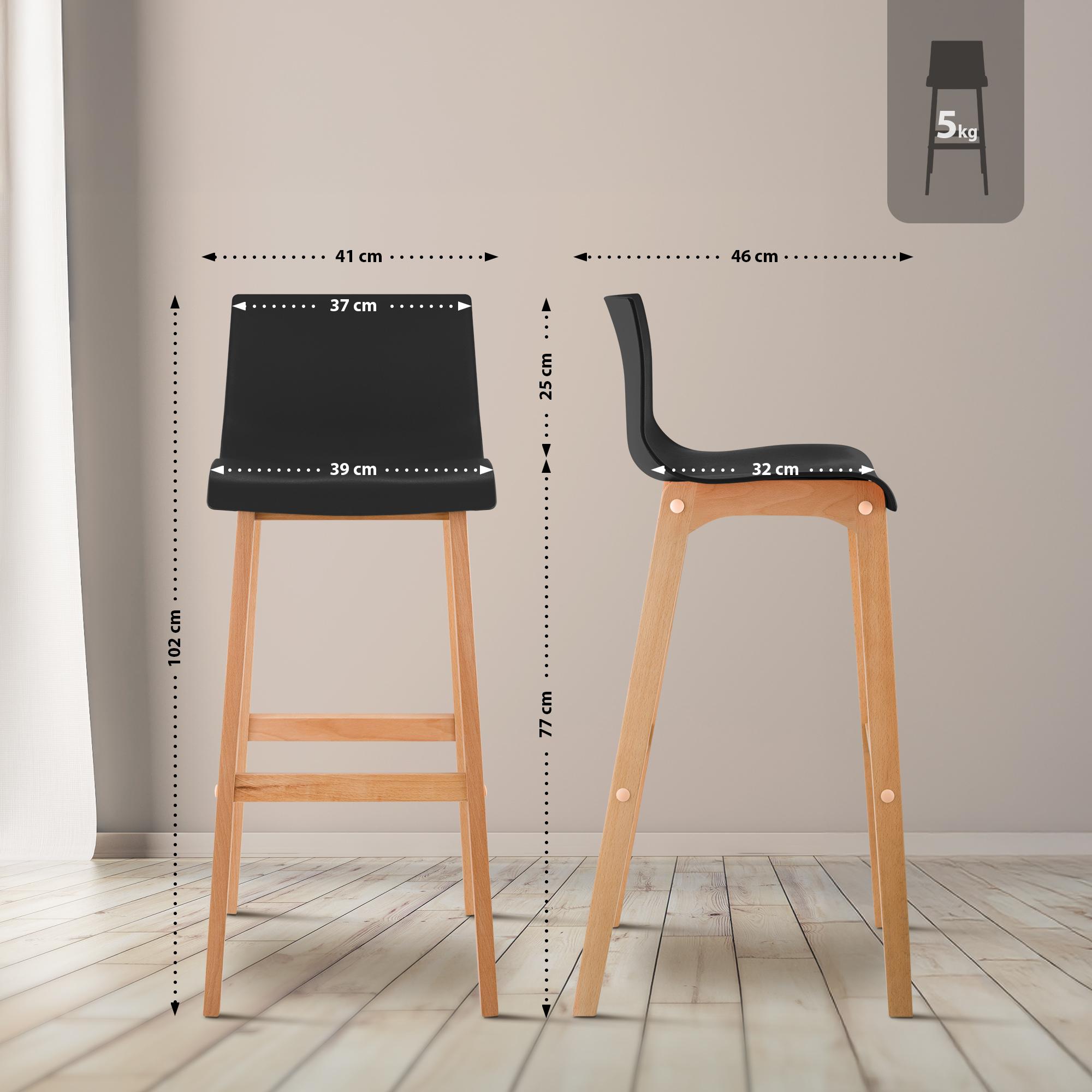 2er Set Barhocker Hoover Natura, schwarz