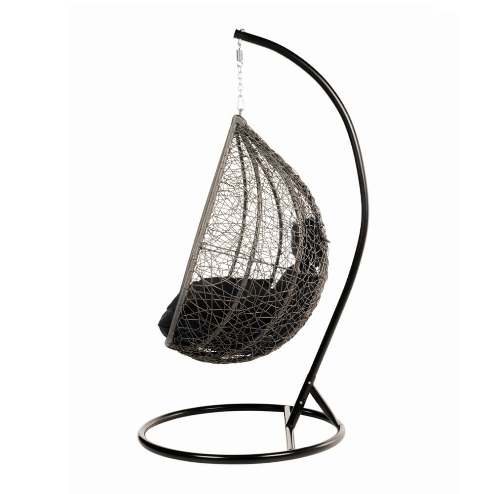 Polyrattan Hängesessel mit Gestell CIELO - Schwarz