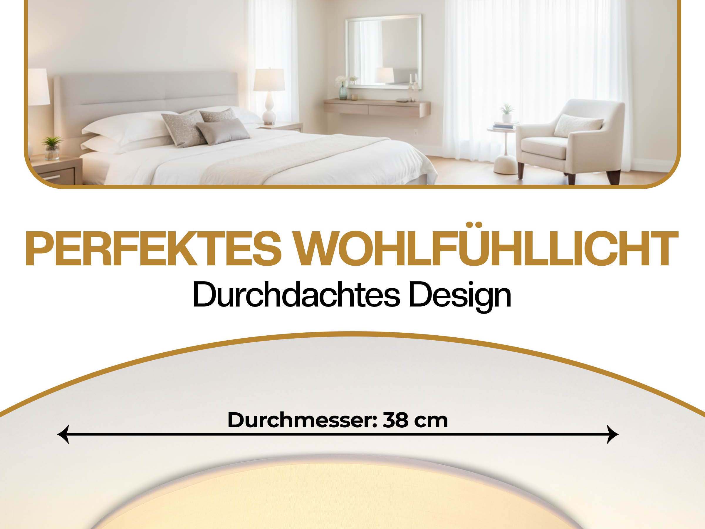 Deckenlampe Weiß Stoff Ø38cm