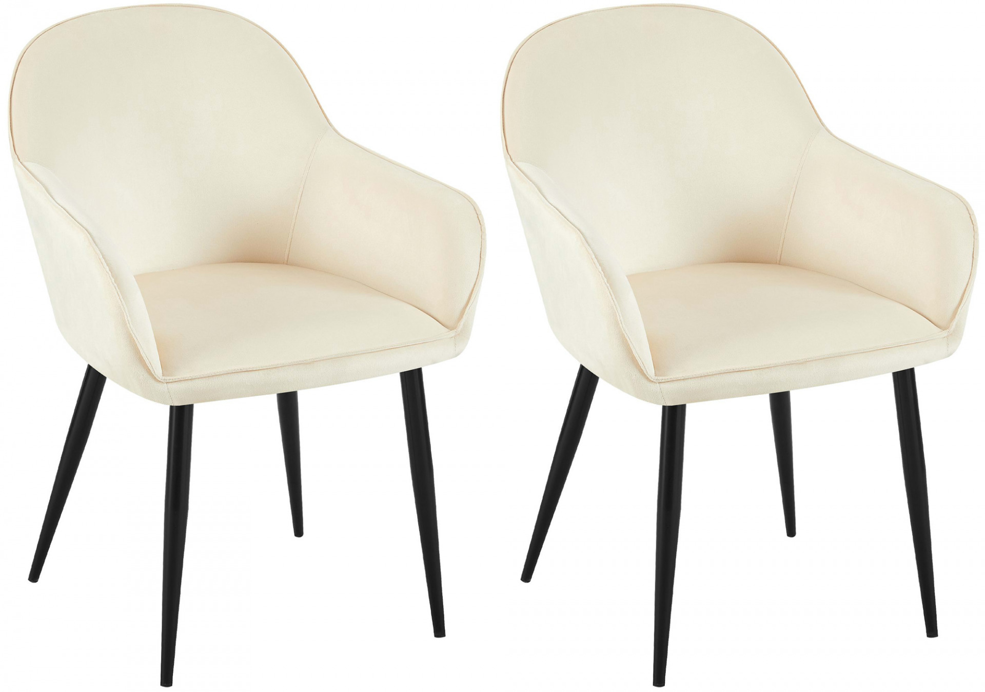 2er Set Esszimmerstuhl Boise Samt, creme