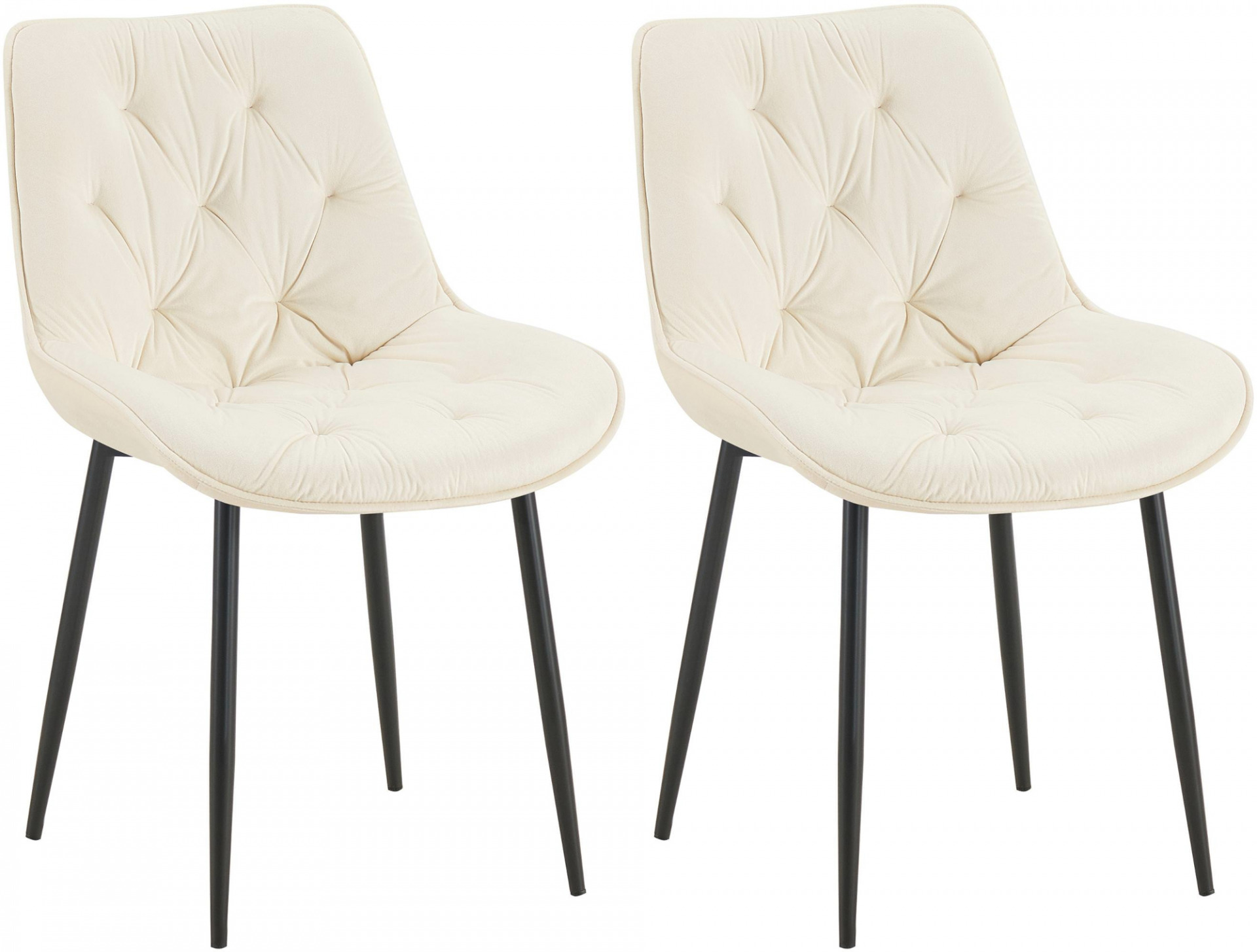 2er Set Esszimmerstuhl Wallace Samt, creme