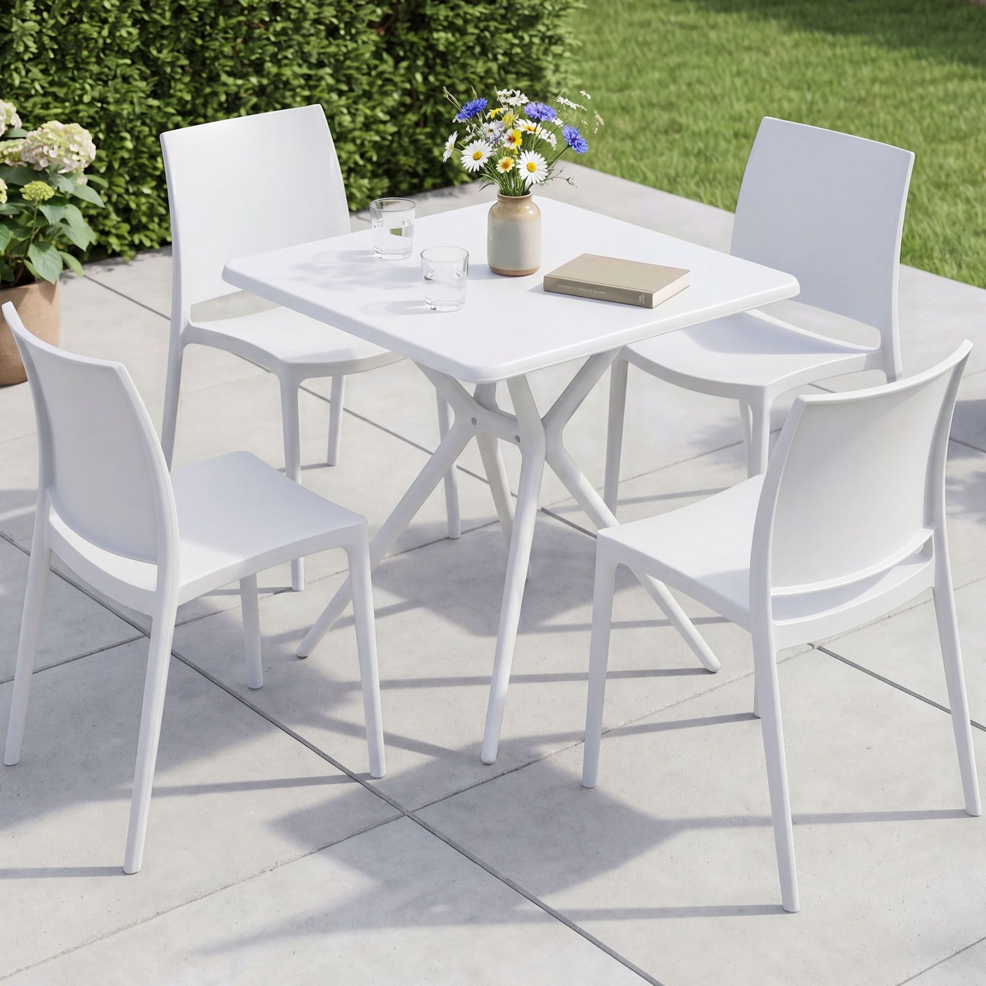 Gartenmöbel-Set Amino mit 4 Stühlen, weiß