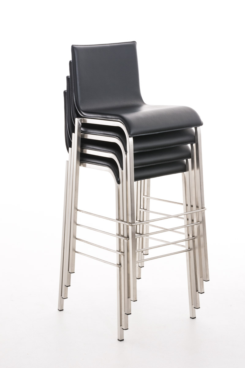 Barhocker Avola Leder Flach B78, schwarz