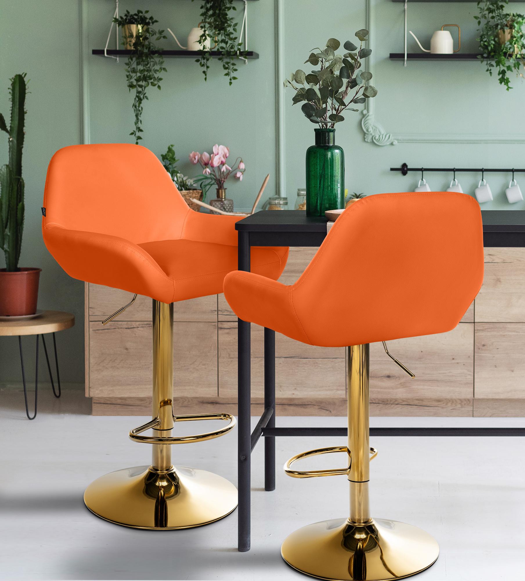 2er Set Barhocker Braga Gold Kunstleder, orange