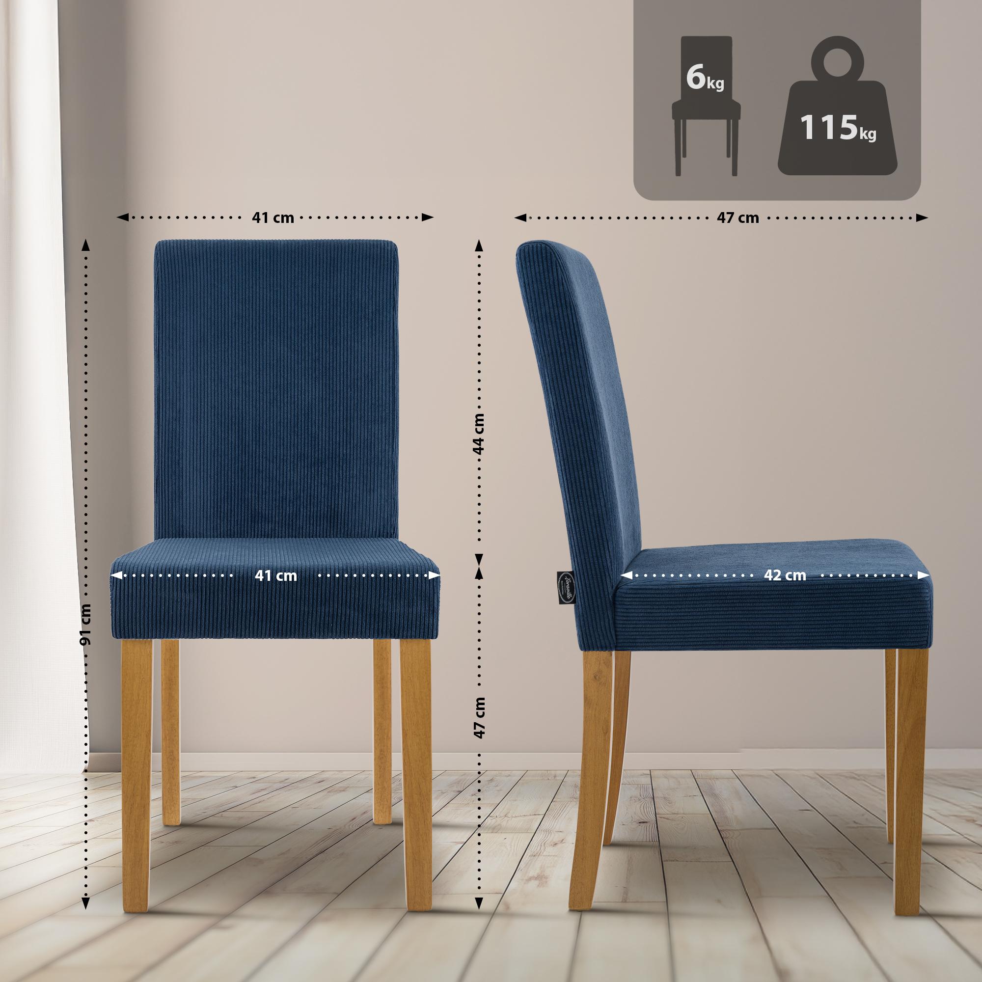 2er Set Esszimmerstuhl Ina Cord antik hell, blau