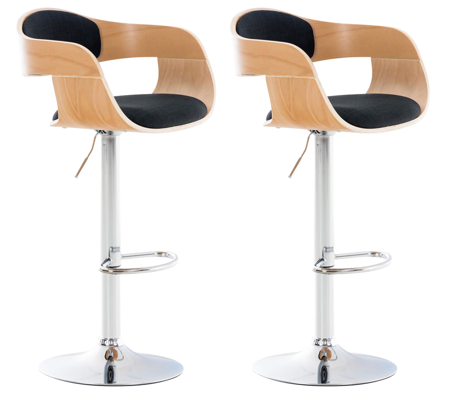 2er Set Barhocker Kingston C Stoff, natura/schwarz