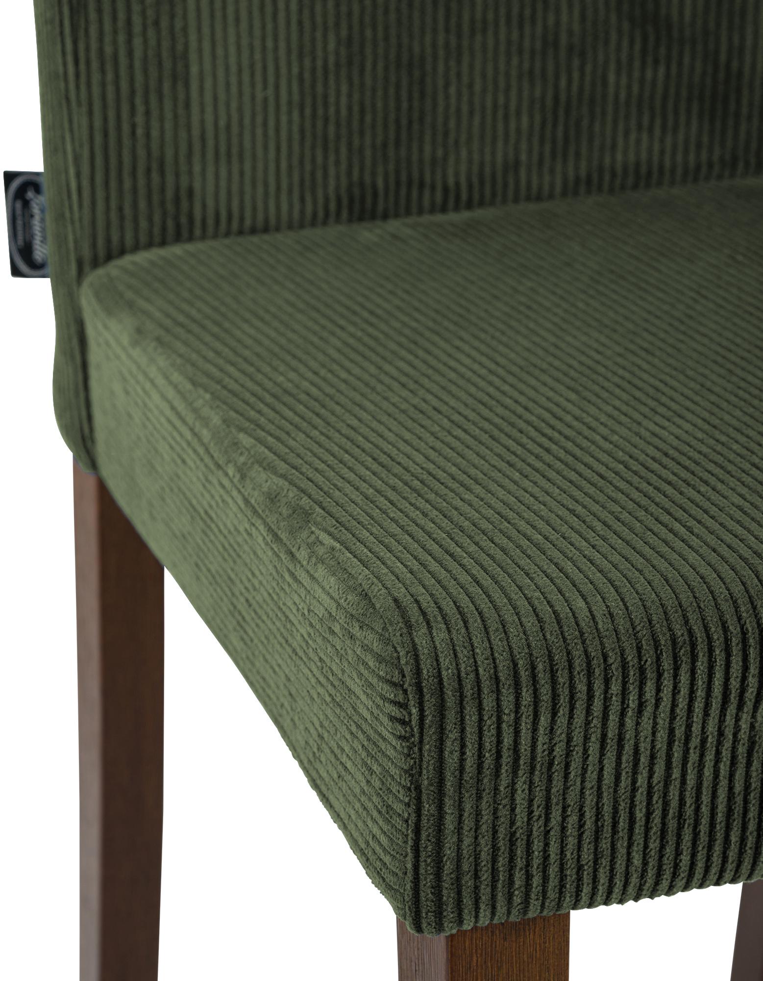 2er Set Esszimmerstuhl Ina Cord antik dunkel, grün