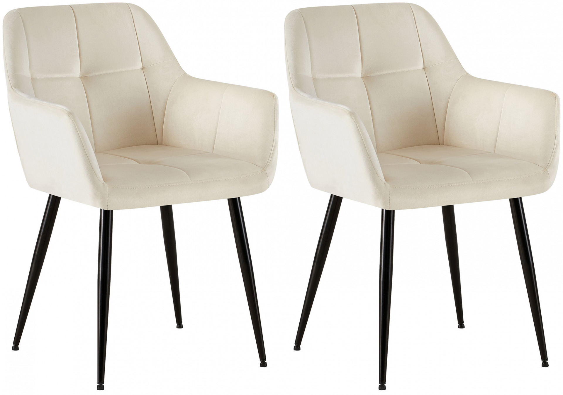 2er Set Esszimmerstuhl Emia Samt, creme