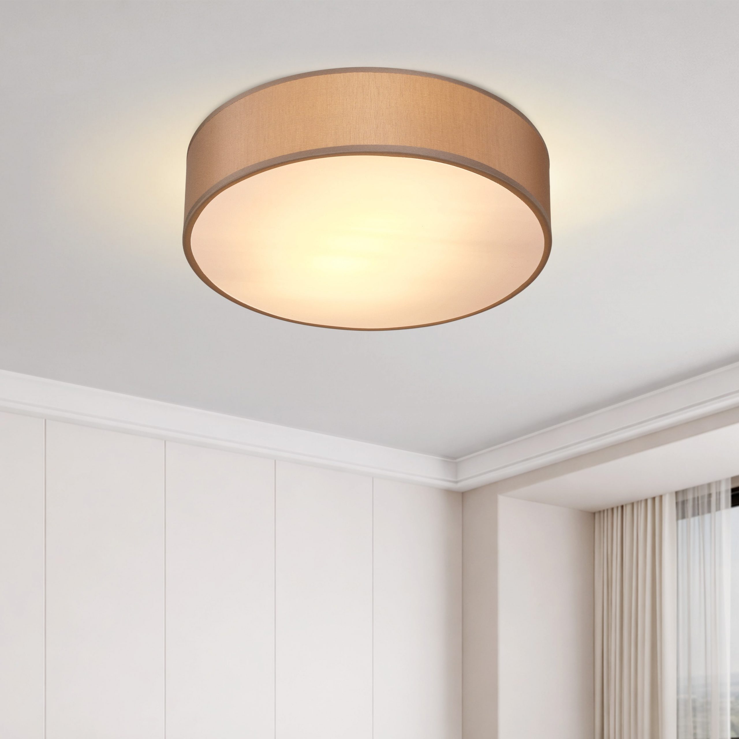 Deckenlampe Taupe Stoff Ø30cm