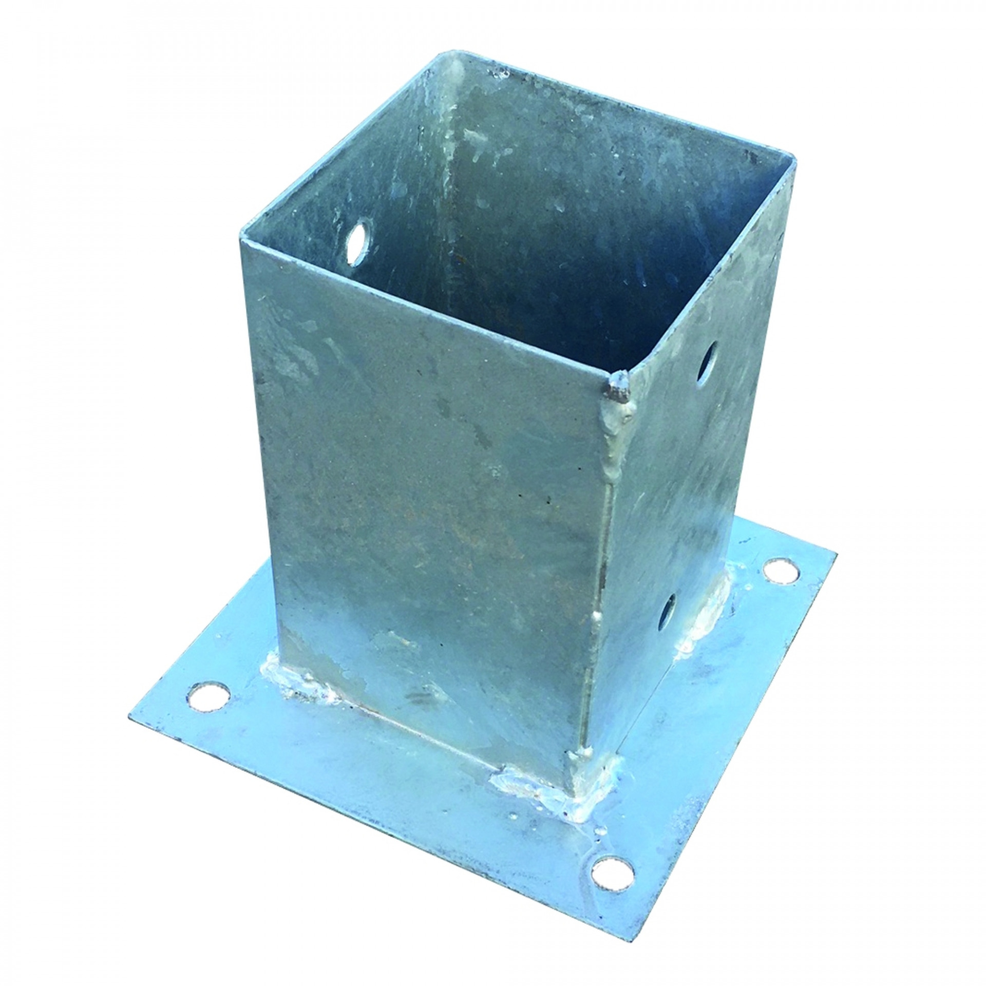 Pfostenträger zum Aufschrauben 15 x 15 x 15 cm, feuerverzinkt, für Pfosten 9 x 9 cm, mit rechteckiger Grundplatte
