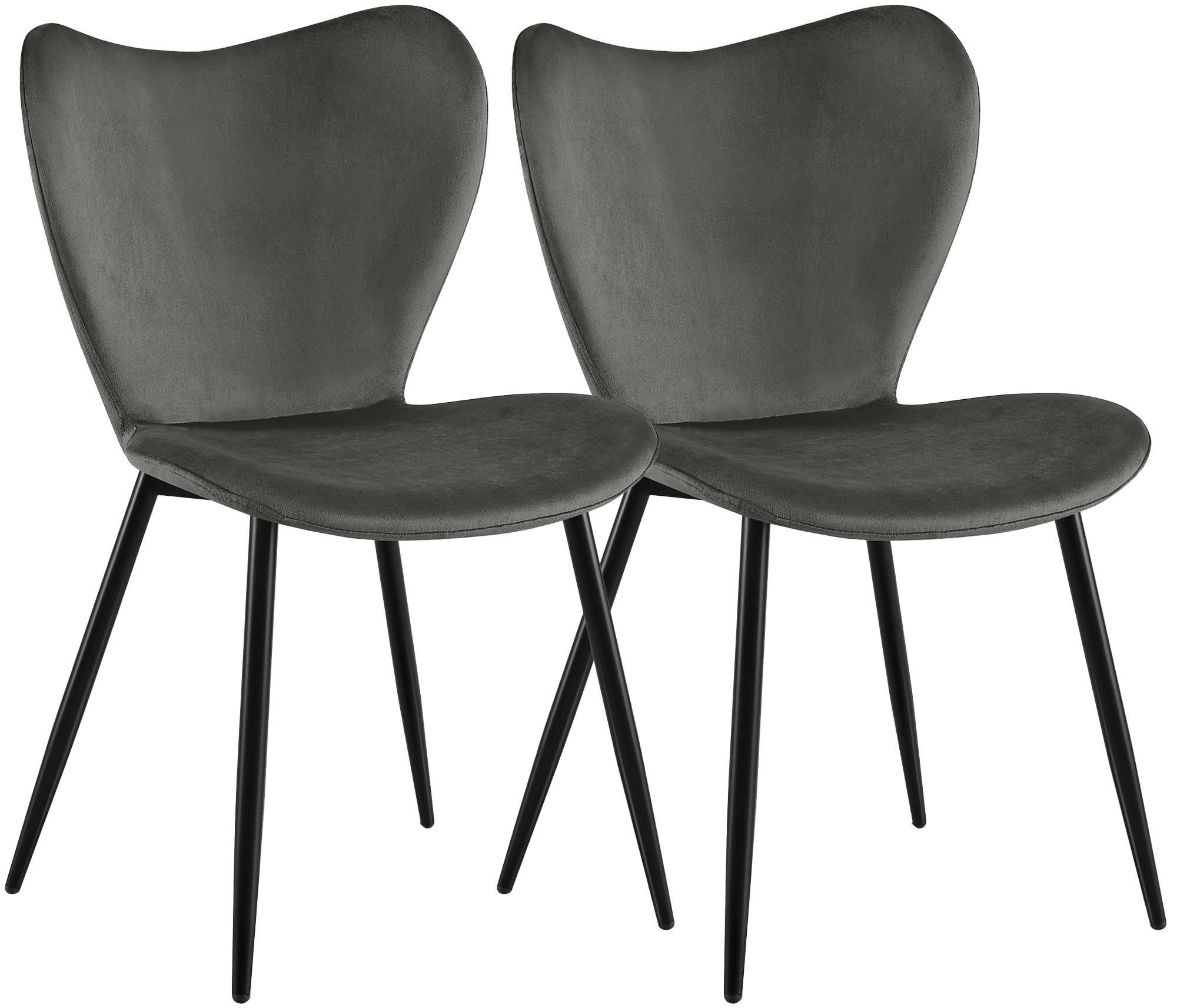 2er Set Esszimmerstuhl Maika Samt, anthrazit