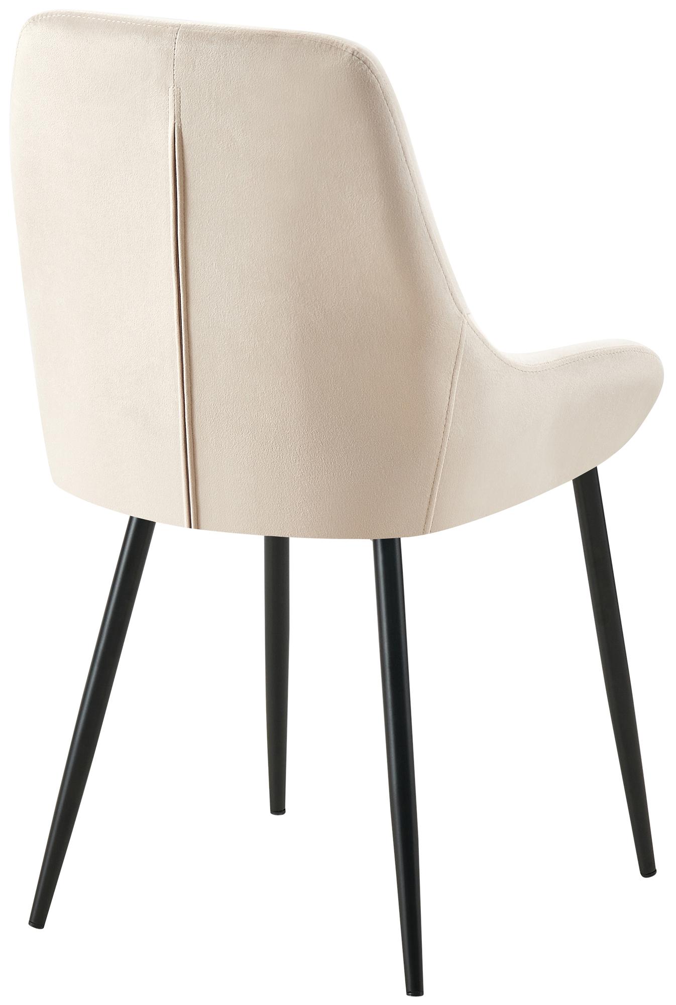 2er Set Esszimmerstuhl Elmira Samt schwarz, creme