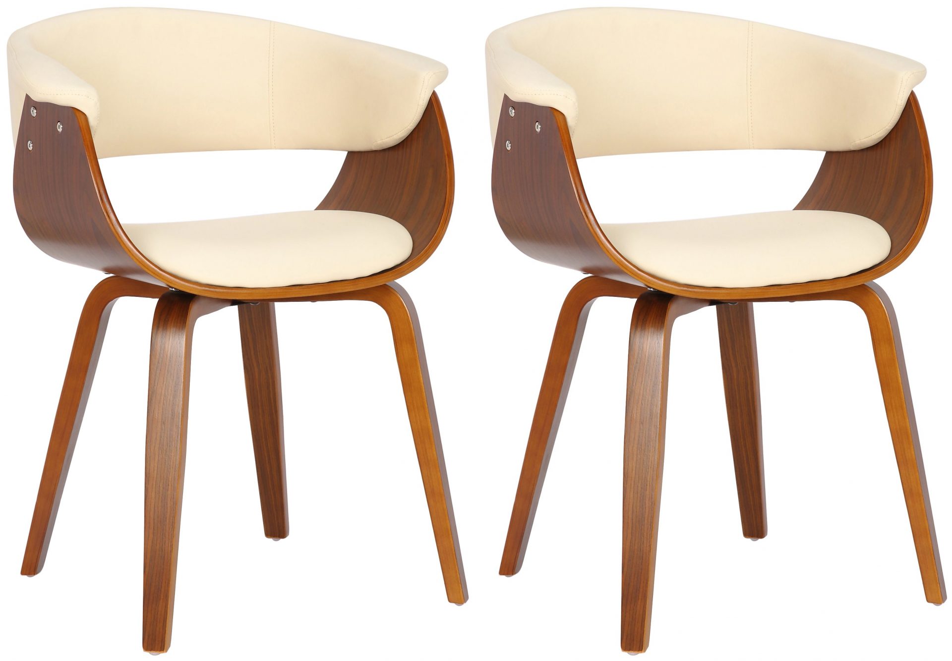 2er Set Stühle Bruce Kunstleder walnuss, creme