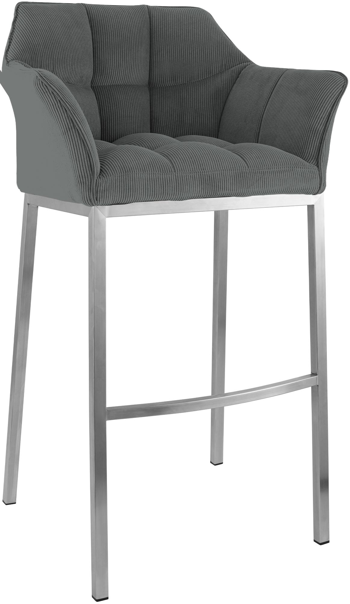 Barhocker Damaso E Cord mit 4-Fuß Gestell, grau