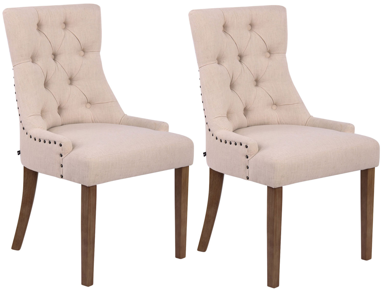 2er Set Esszimmerstuhl Aberdeen Stoff antik-hell, creme