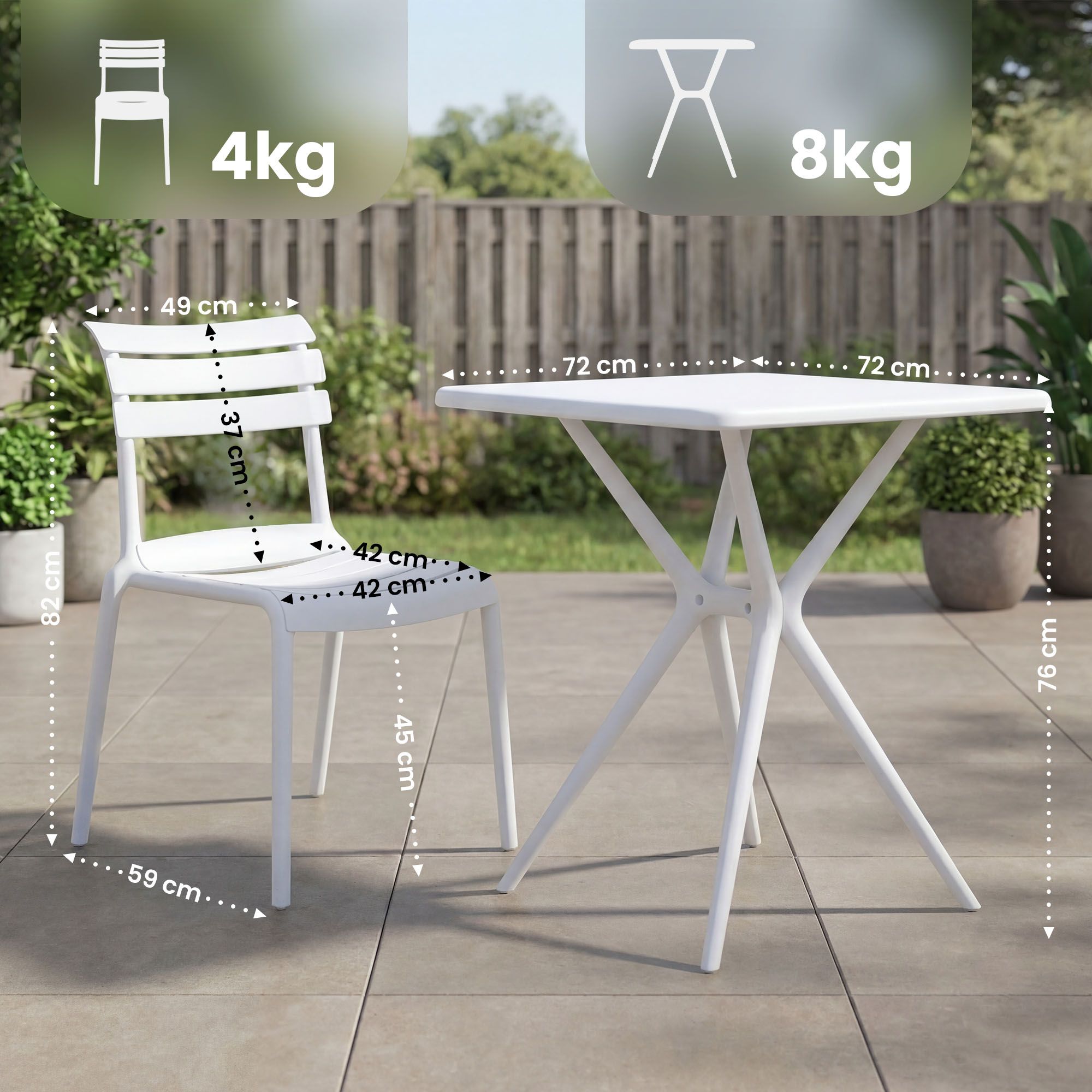Gartenmöbel-Set Vela mit 2 Stühlen, weiß