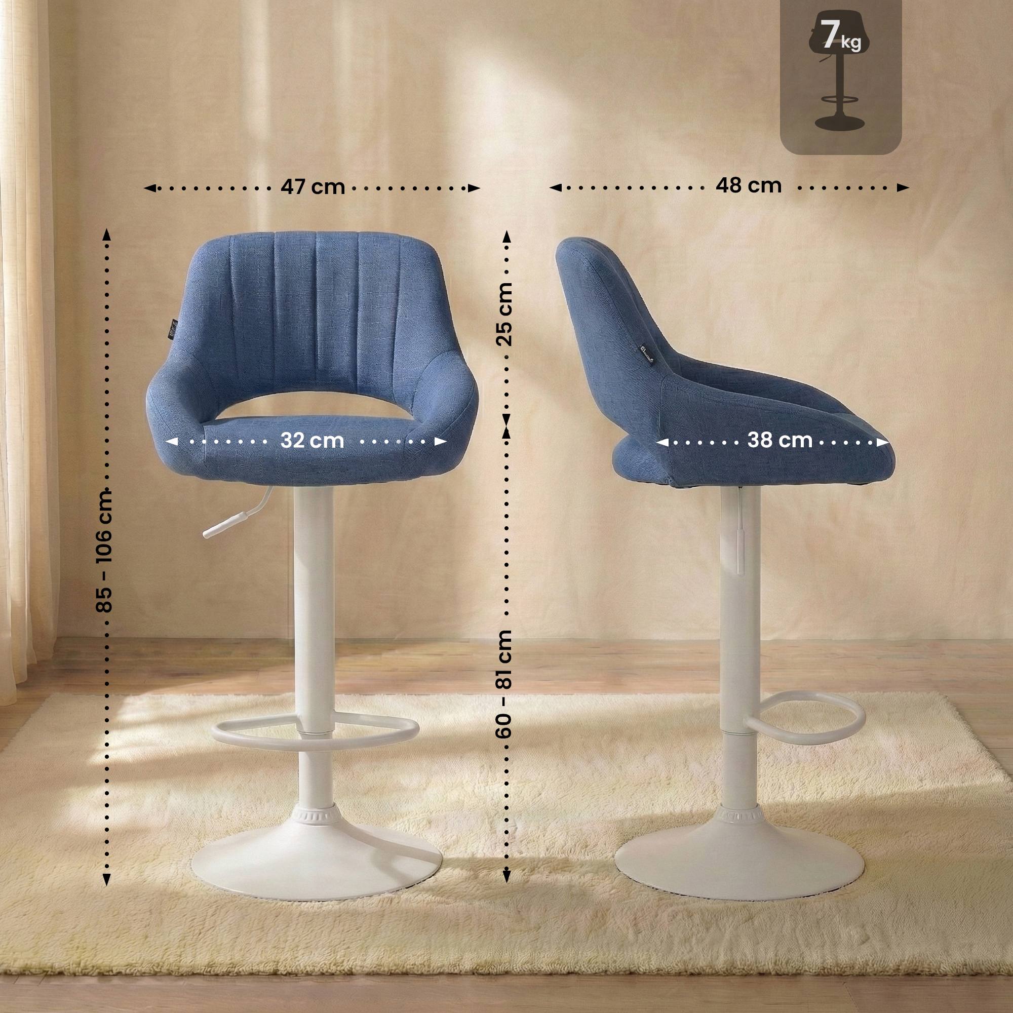 2er Set Barhocker Milet Stoff W, blau