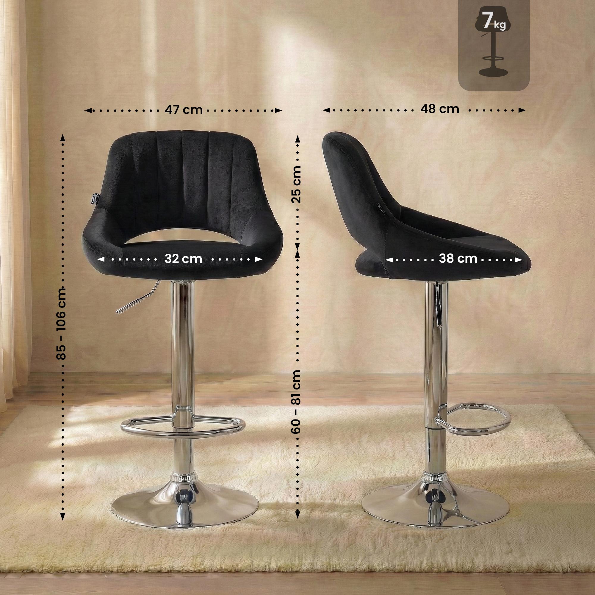 Barhocker Milet Samt chrom, schwarz