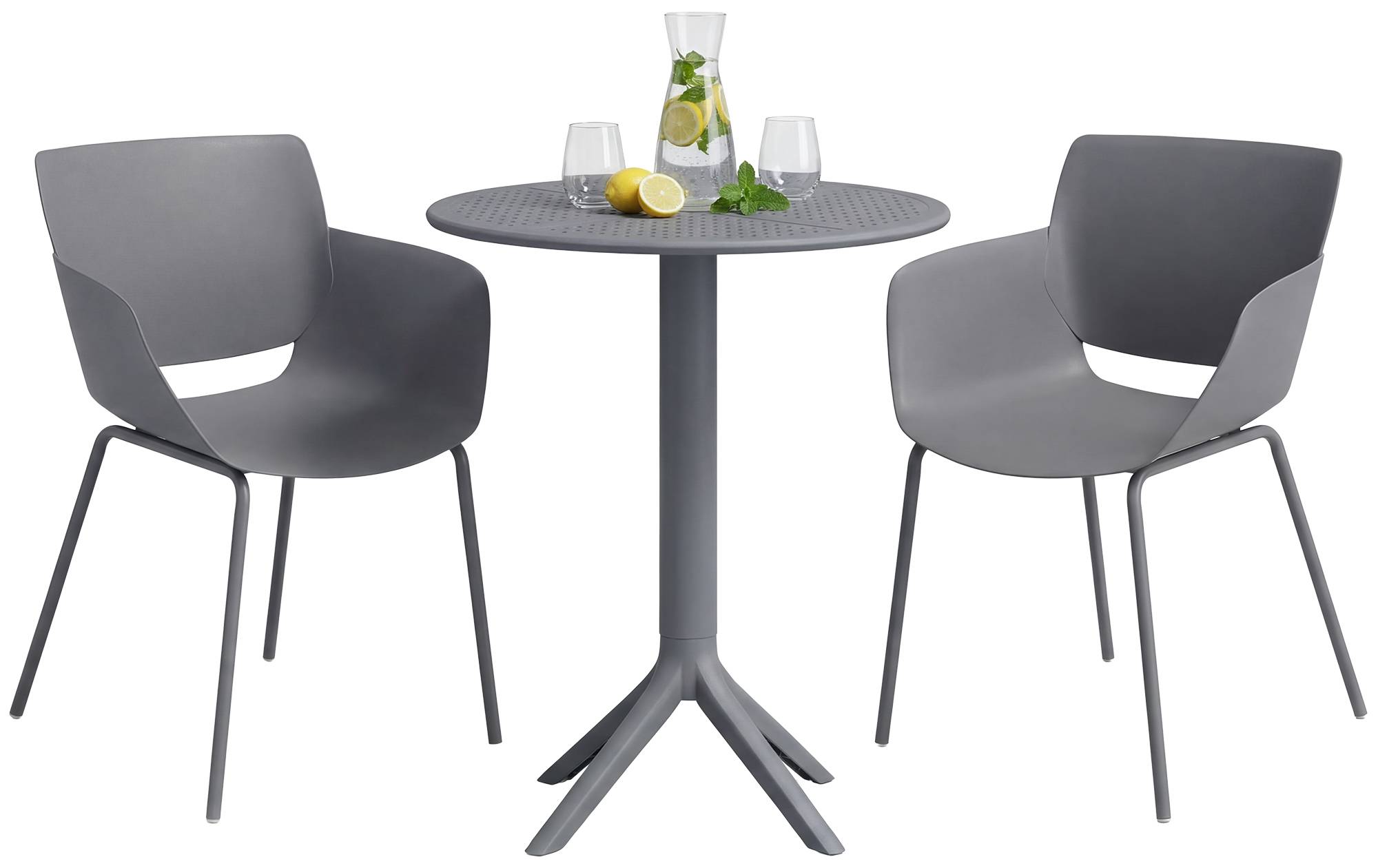 Gartenmöbel-Set Siora mit 2 Stühlen, dunkelgrau