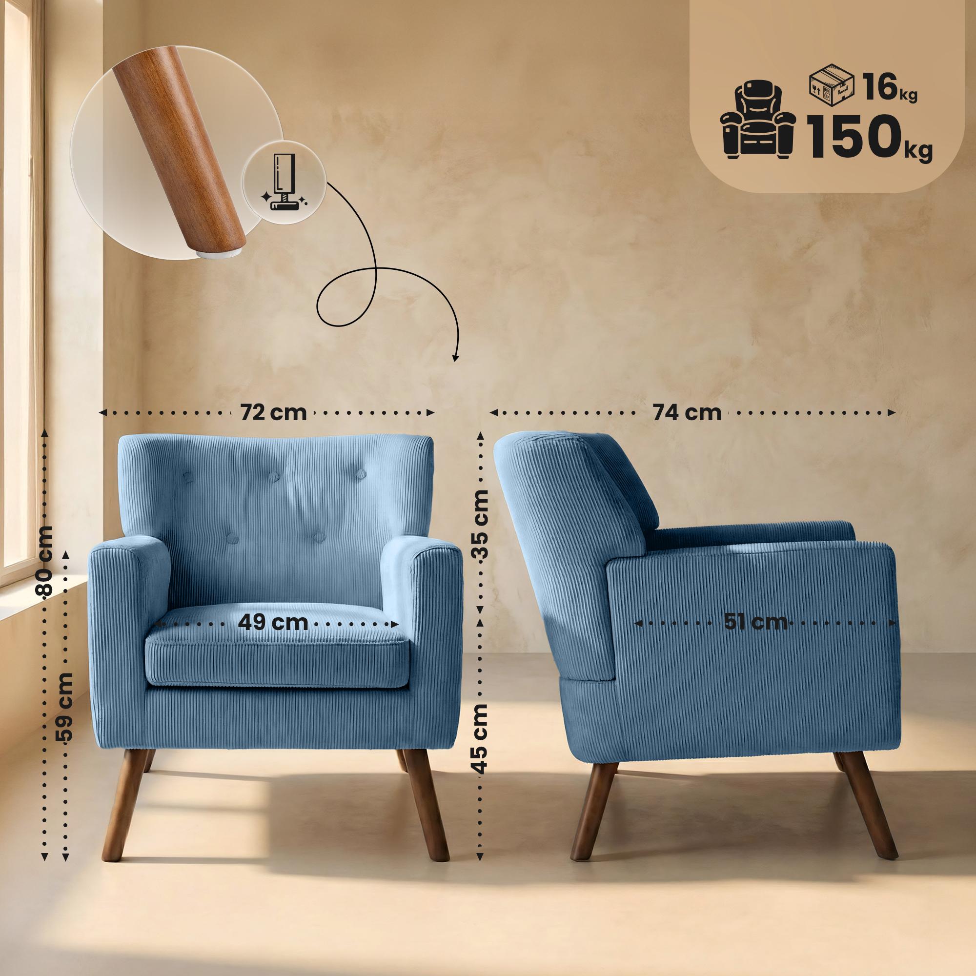 Sessel Kioni Cord, blau