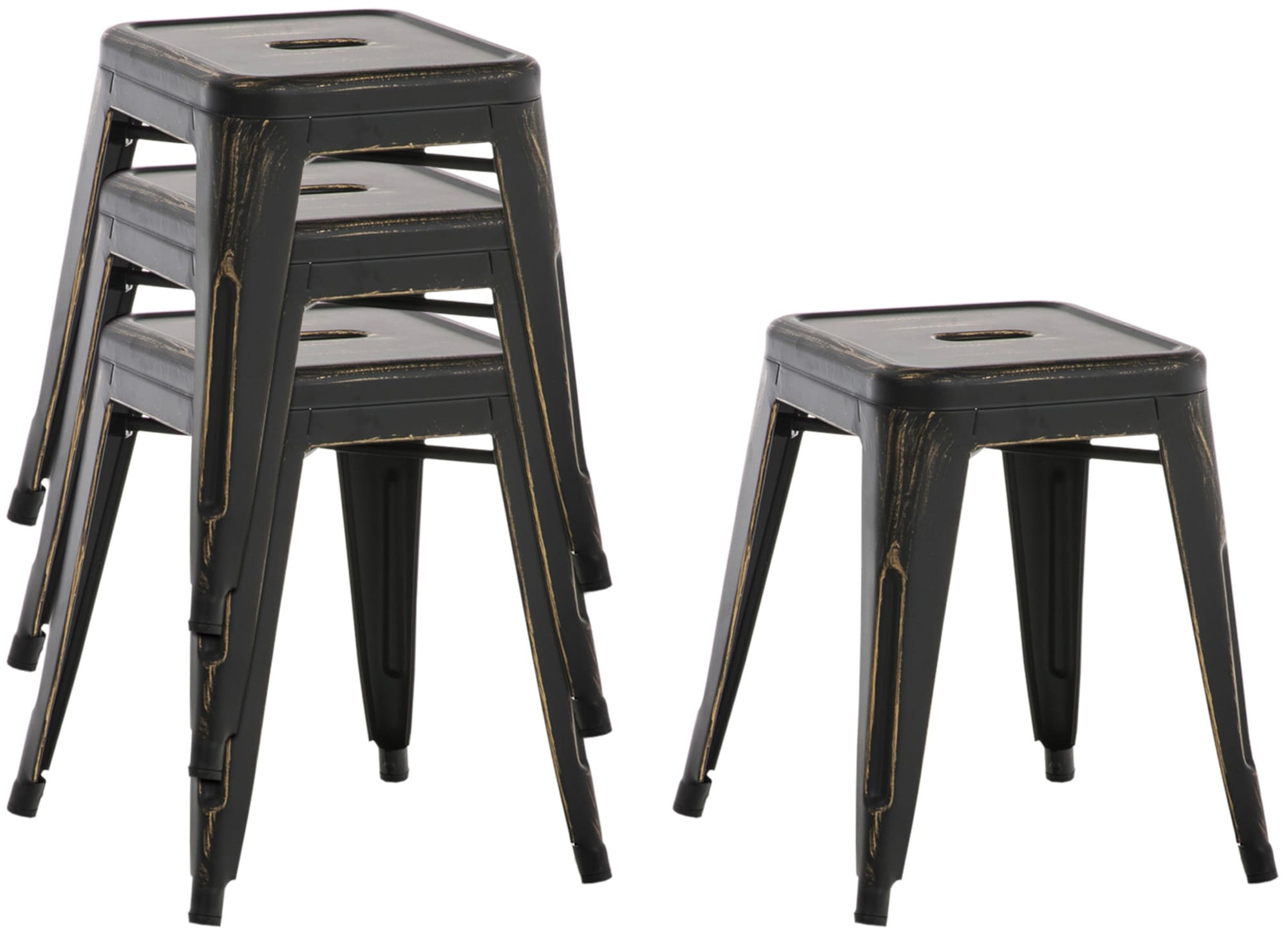 4er Set Hocker Armin, schwarz-gold