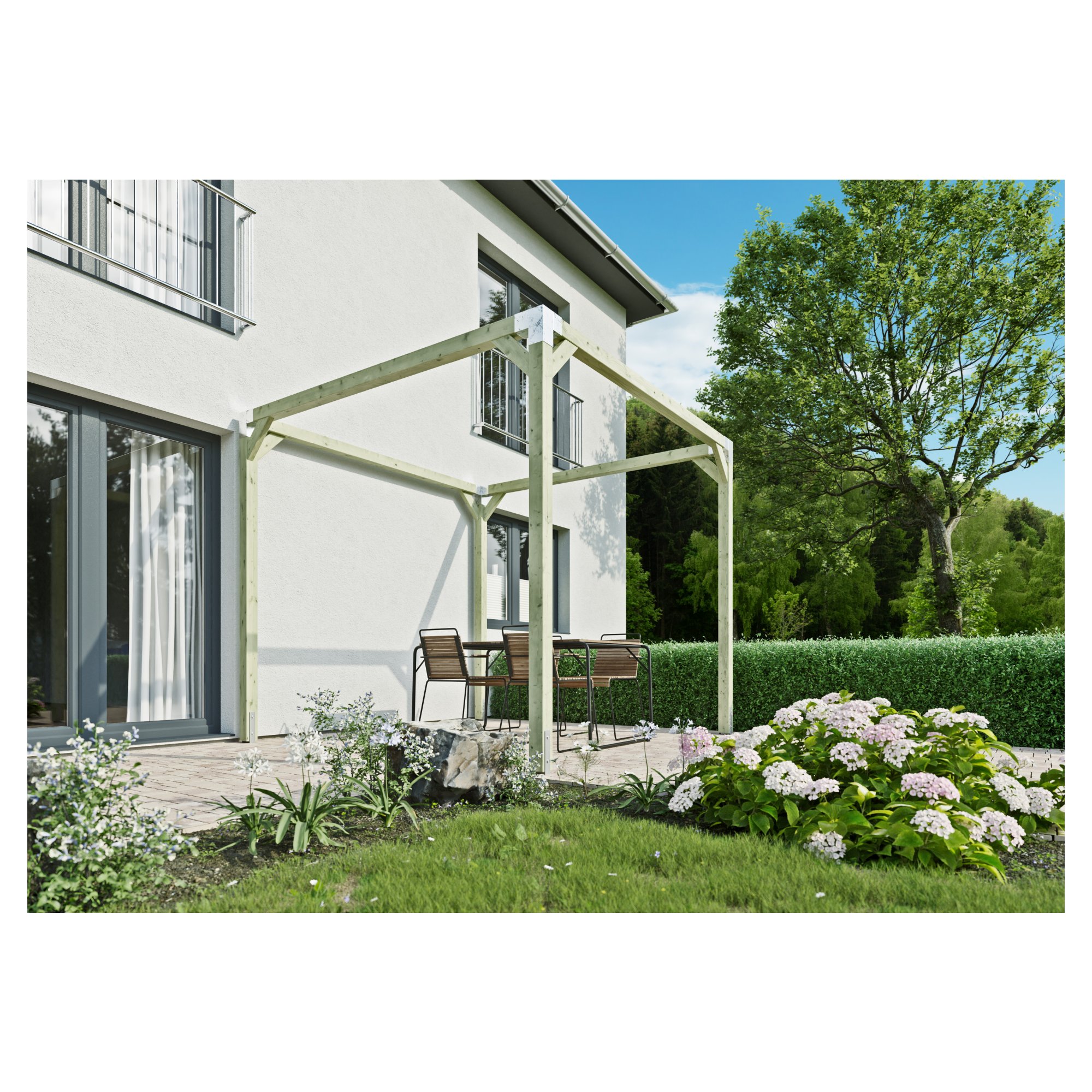 QUATTRO-Pergola 2 240x270x240cm, Pfosten 9x9 cm, inkl. Metall-Steckverbinder, ohne Schrauben, DIY-Bausatz