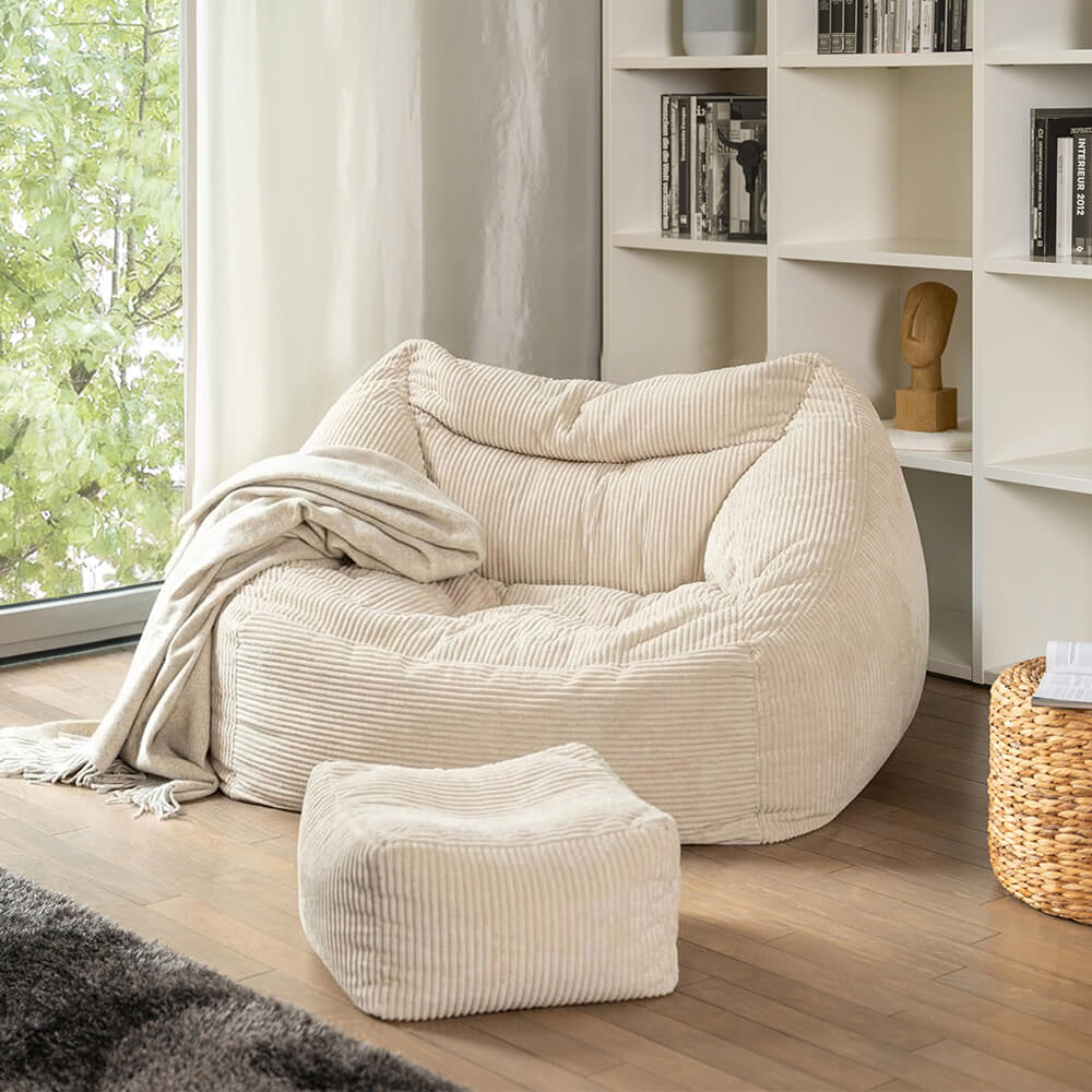 Sitzsack mit Hocker COZY – Beige