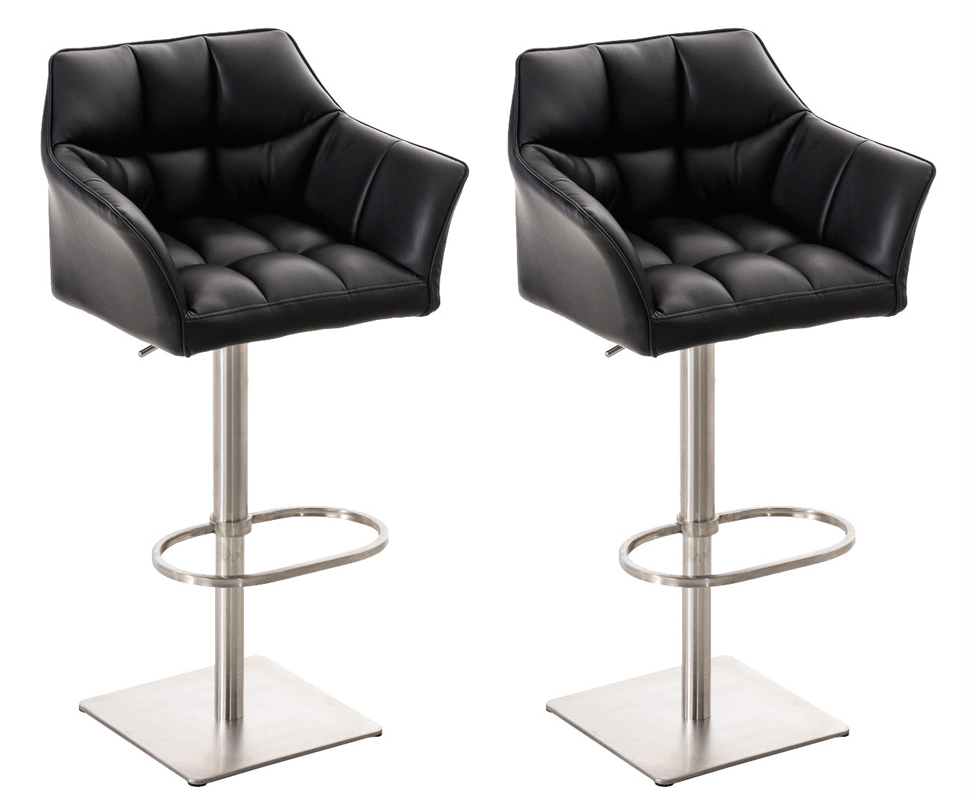 2er Set Barhocker Damaso Kunstleder edelstahl, schwarz