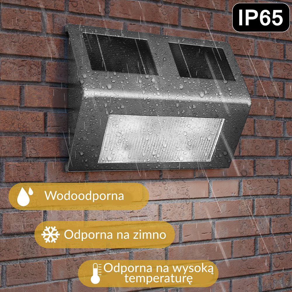 LED Solar Wandleuchte Edelstahl IP65