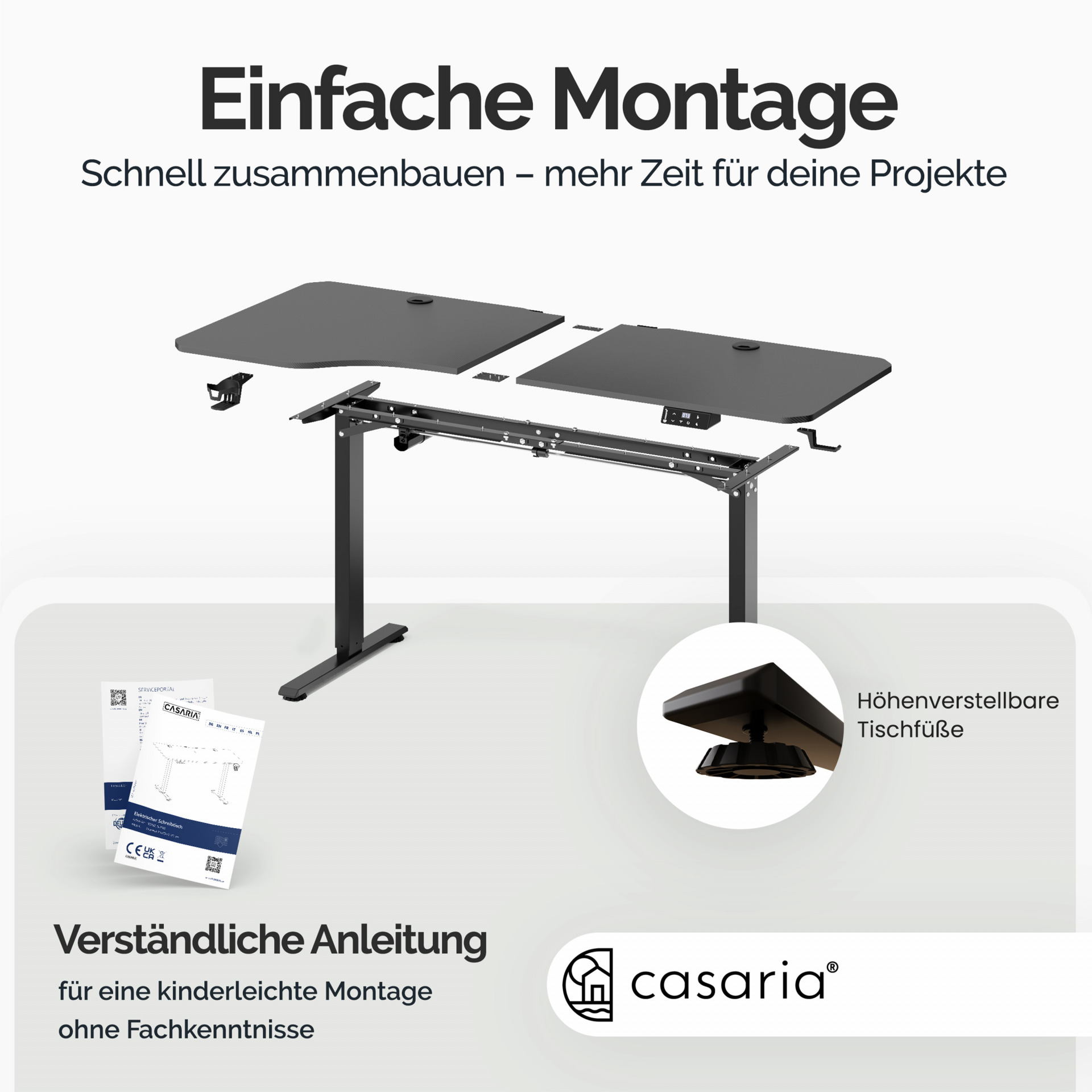 Höhenverstellbarer Schreibtisch Schwarz 160x75x73-118cm