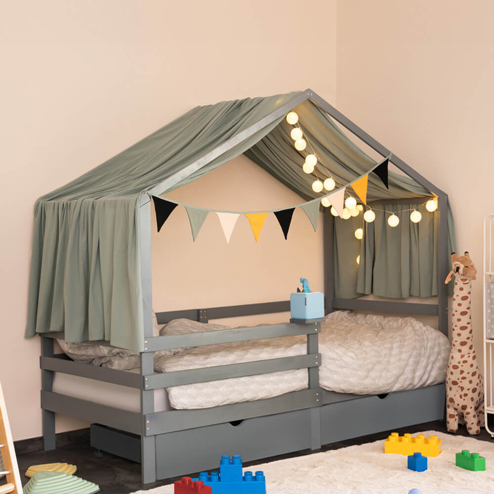 Kinderbett mit Schubladen WOLKENLAND – 90 x 200 cm Grau