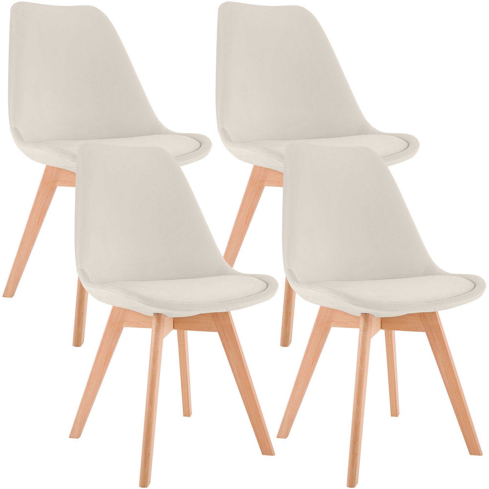 4er Set Stuhl Linares Samt, beige