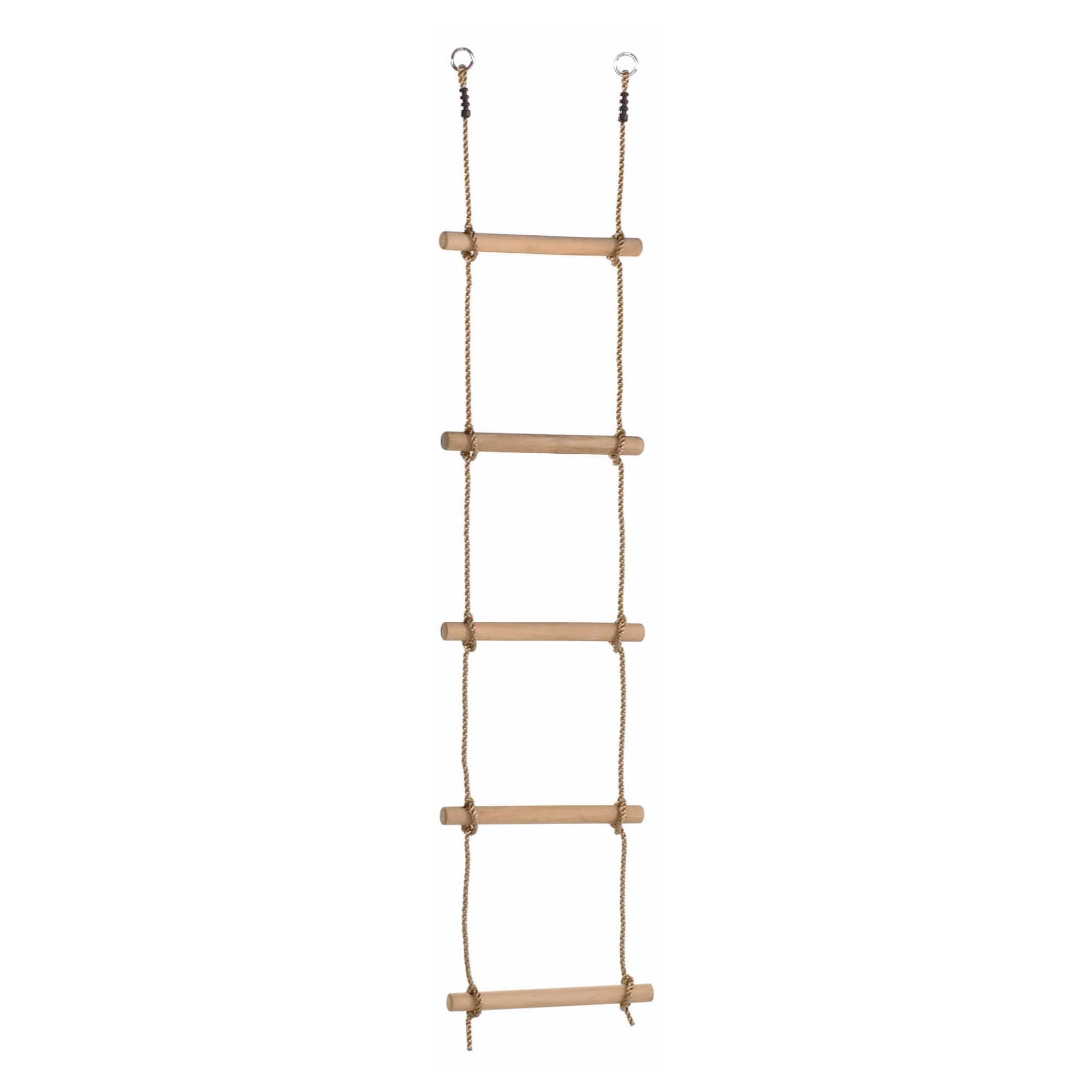 527091 Strickleiter einfach mit 5 Sprossen, Hartholz, PP-Seil, für Höhen von 210 - 240 cm