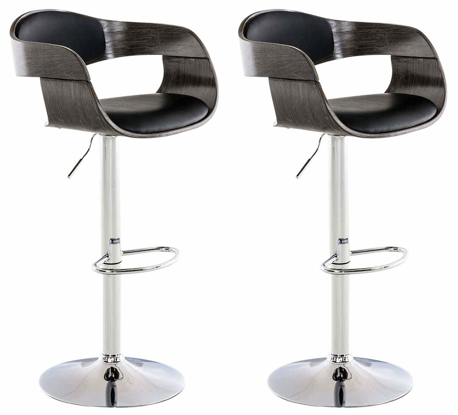 2er Set Barhocker Kingston C Kunstleder, schwarz/grau