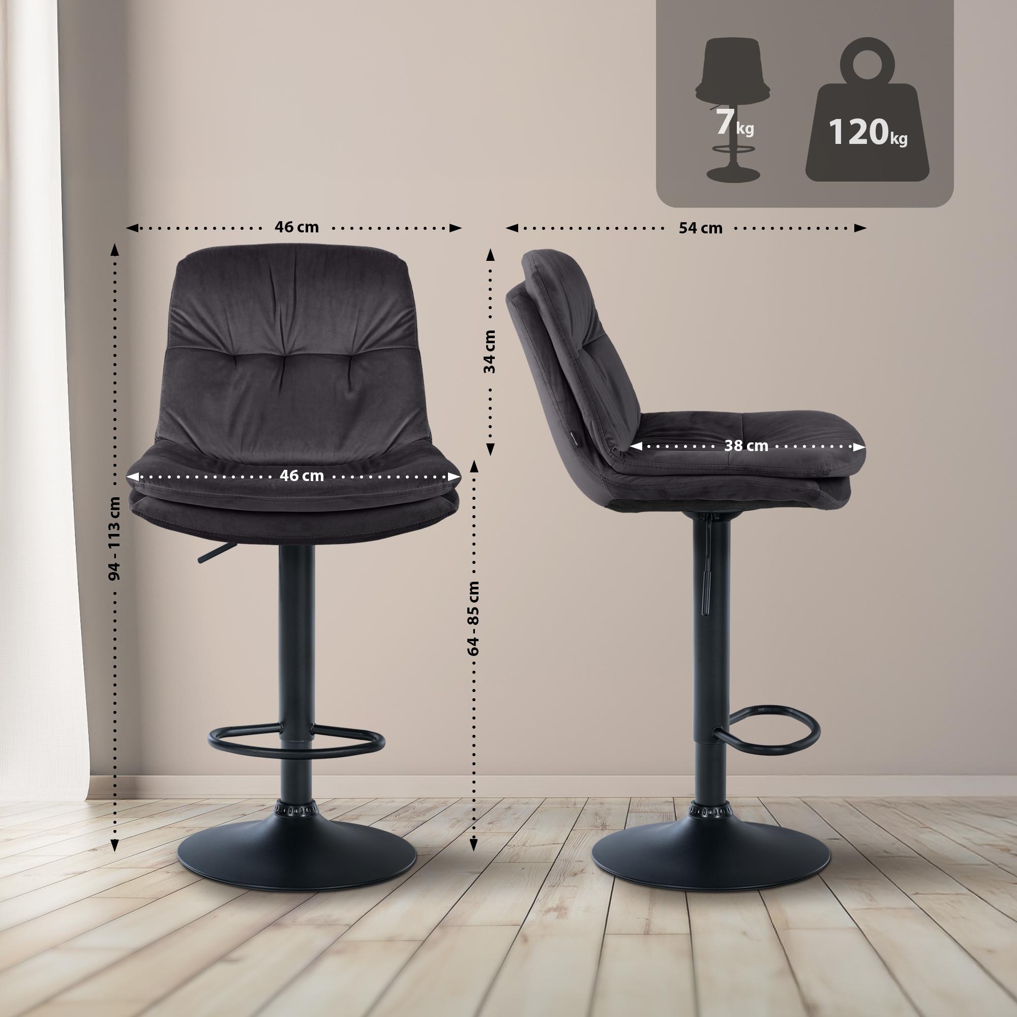 Barhocker Laurel Samt schwarz, schwarz